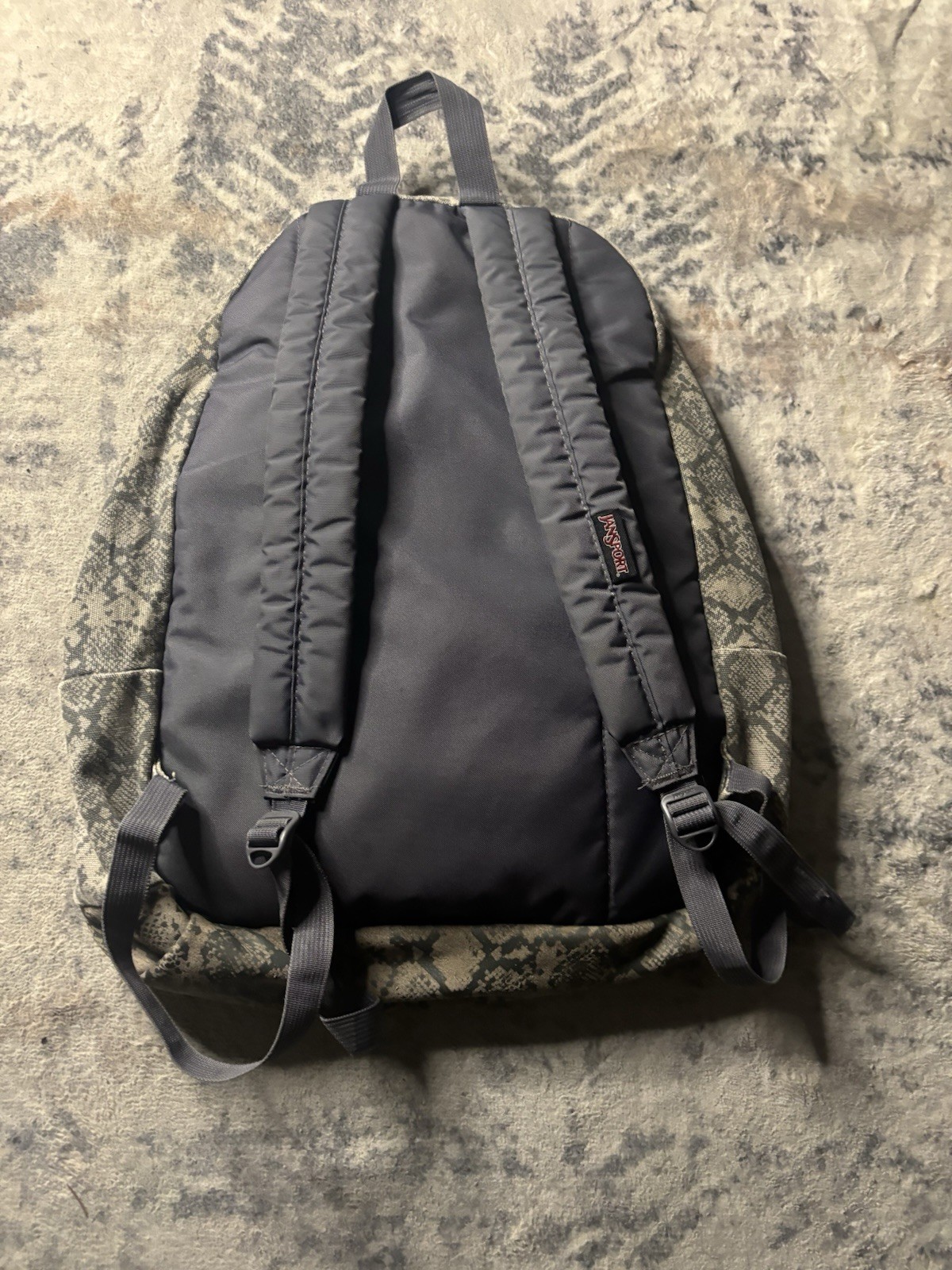 JanSport Gray Snake Print Backpack with Front Zip Pocket *Rare*