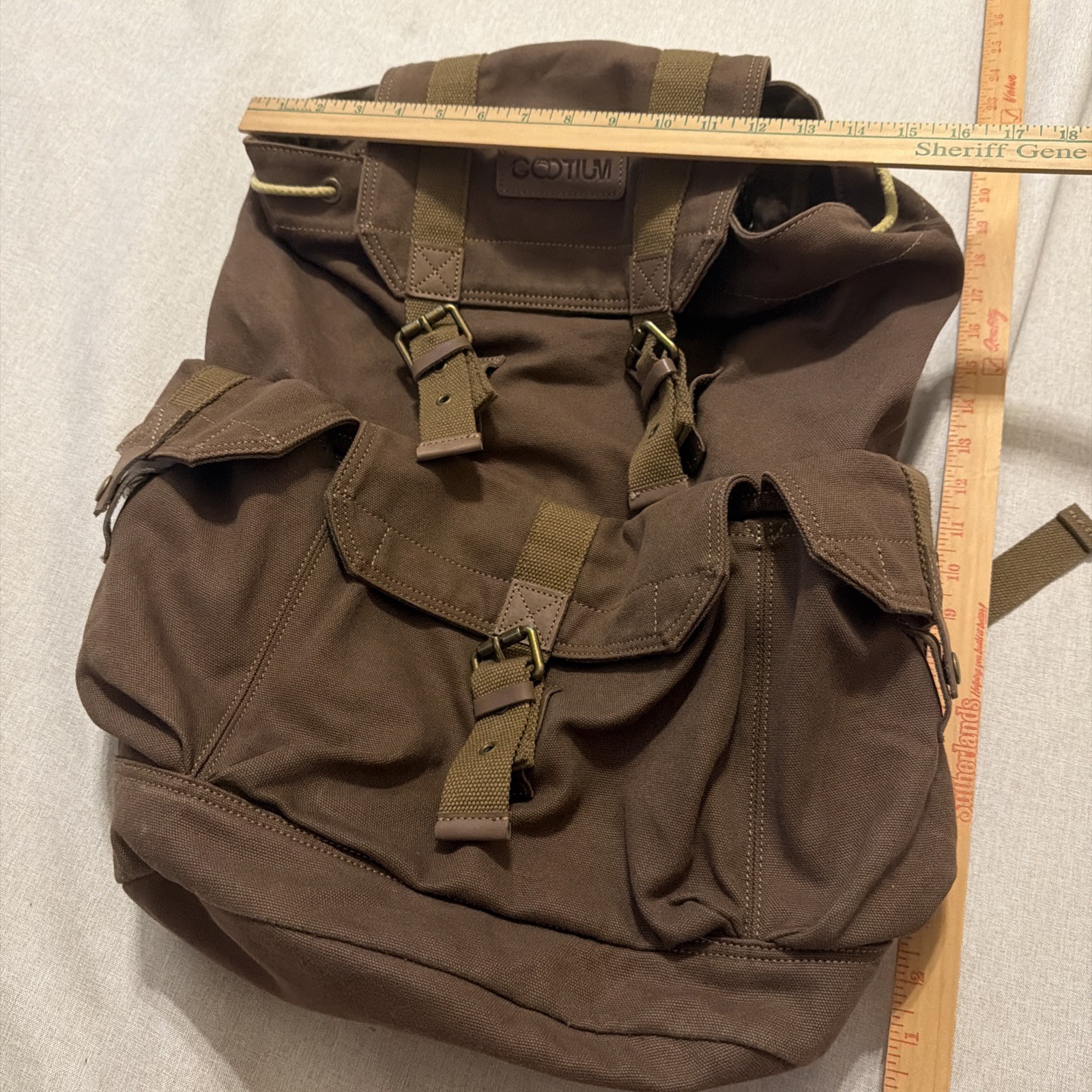 GOOTIUM 21101AMG High-Density Canvas Backpack Rucksack Field Tan