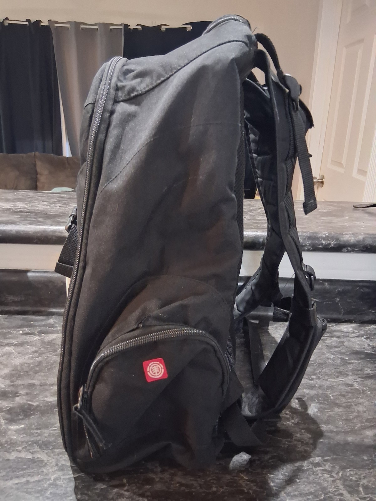 Vintage Element Black Mohave Skateboard Backpack Bag Rasta Logo USED