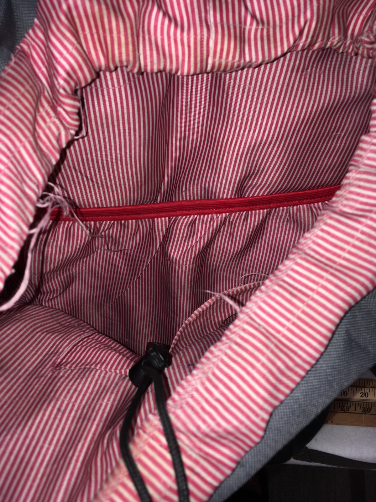 Kaukko Back Pack Vintage And Vogue Red Striped Lining Very Nice Large Size