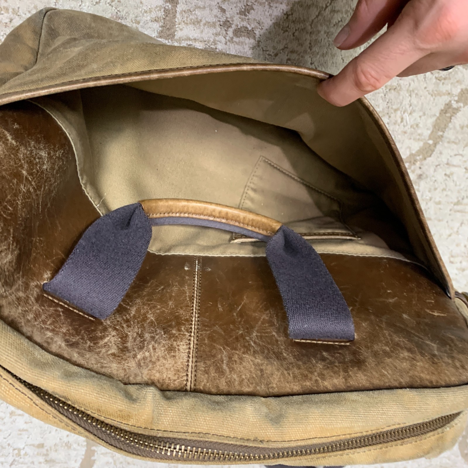 TUMI Portfolio Briefcase Shoulder Bag Bethlehem Leather Waxed Canvas Terrain