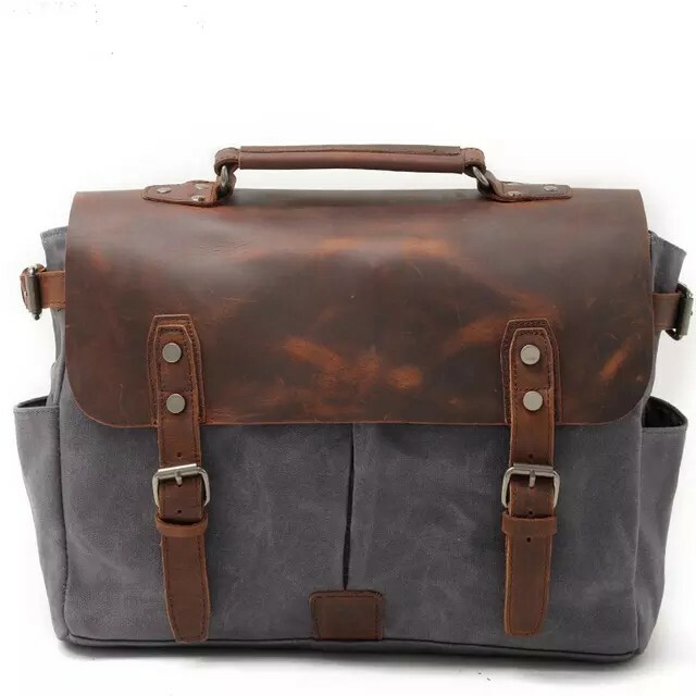 Crossbody soulder bag MenLeather Canvas Messenger Laptop Briefcase Bag exclusive