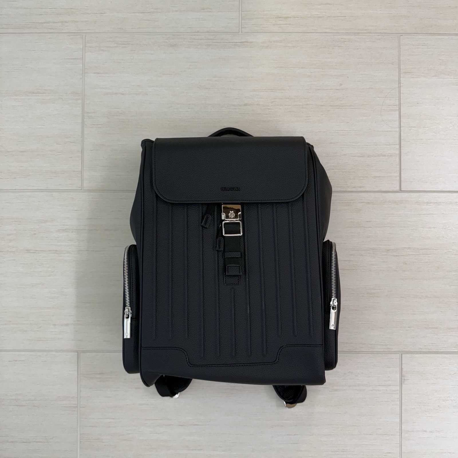 Rimowa Black Leather Backpack Travel Bag Unisex