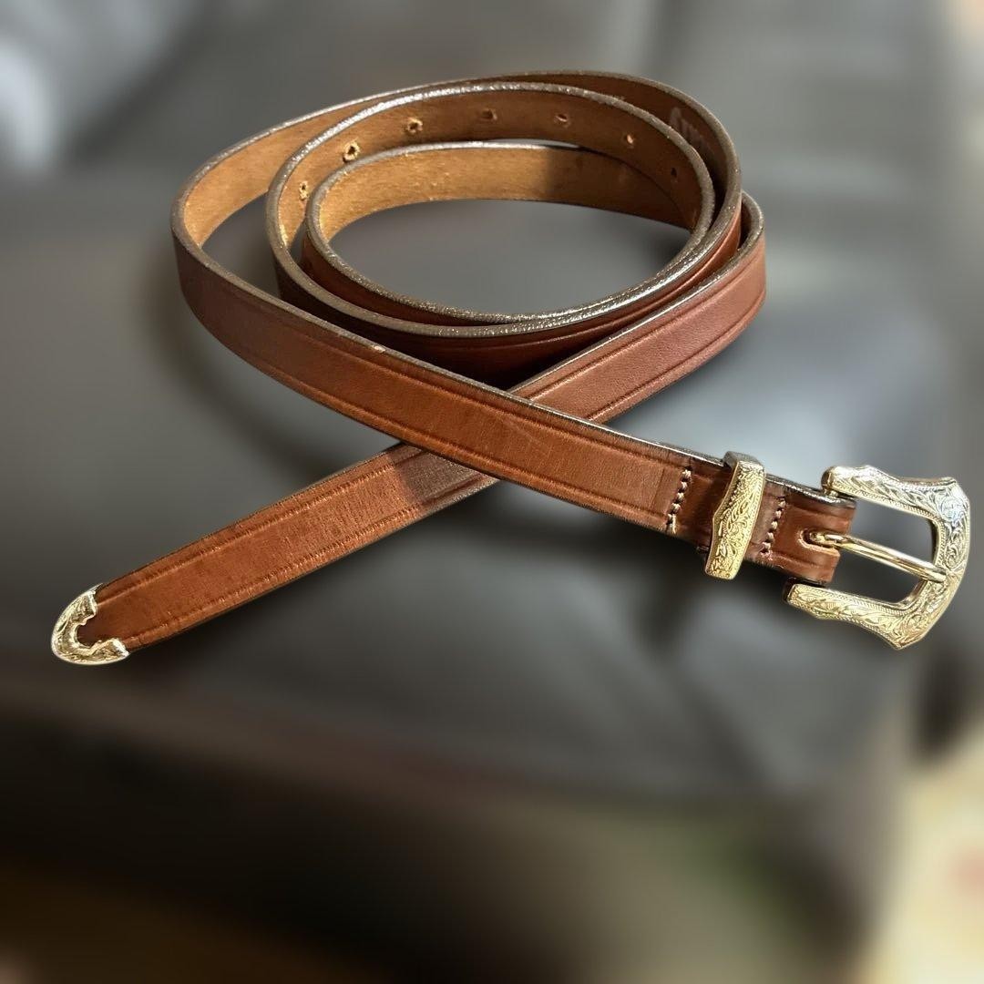 monitaly Extra Long Leather Belt Brown Free Size Unisex classic long narrow belt