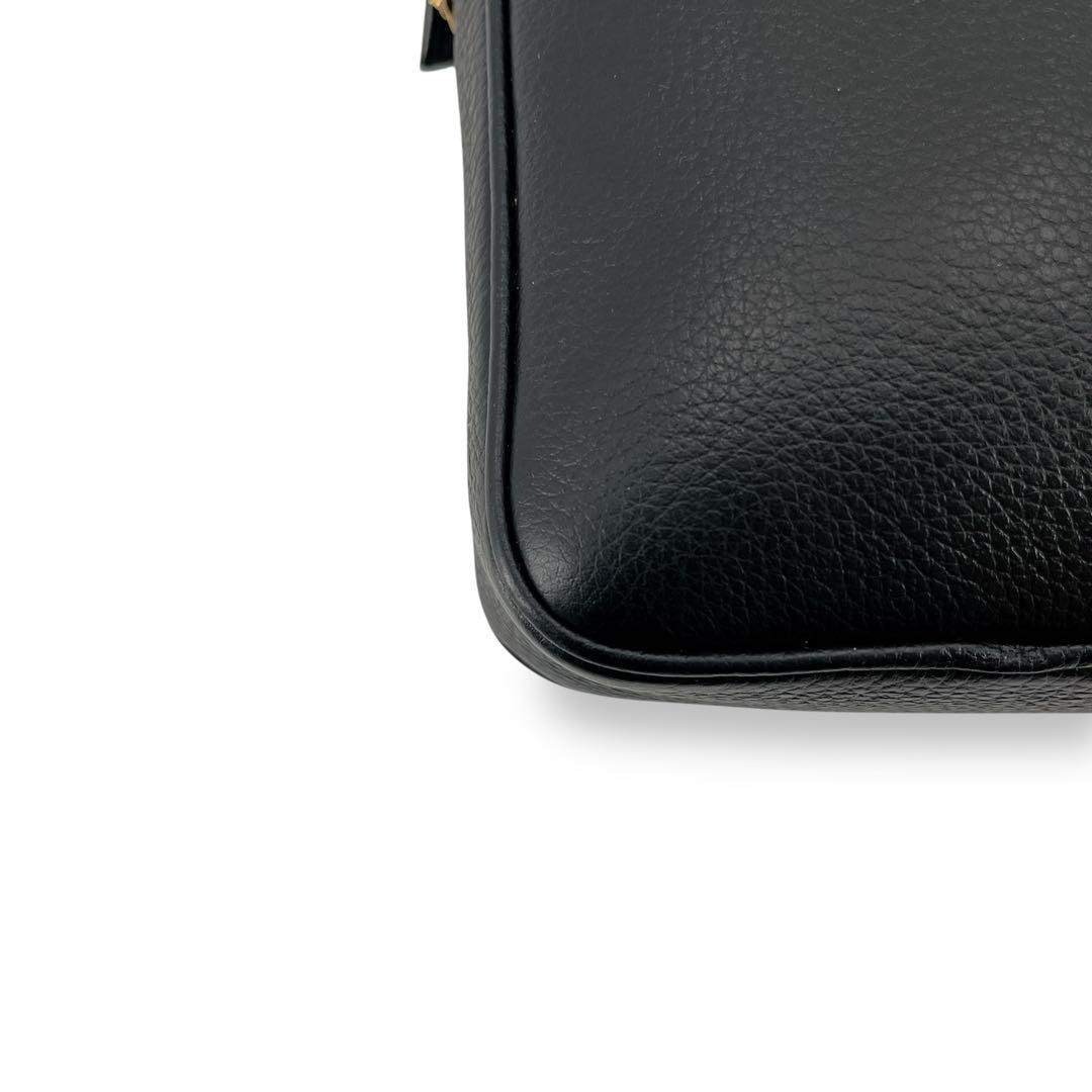 Versace Leather Shoulder Bag Black Crossbody Adjustable Strap 108.5cm W17cm