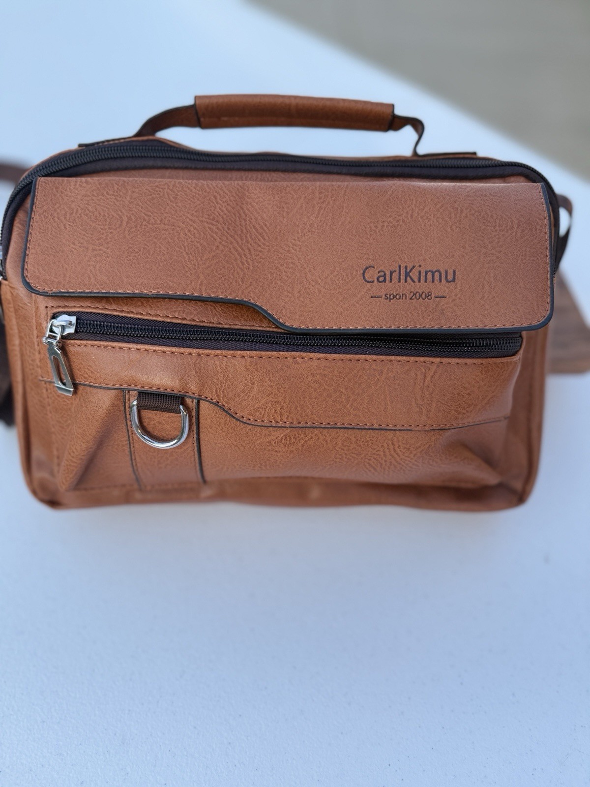 NWT CarlKimu Vintage Camel Tan Shoulder Spacious Multi-Pocket Office Travel Bag