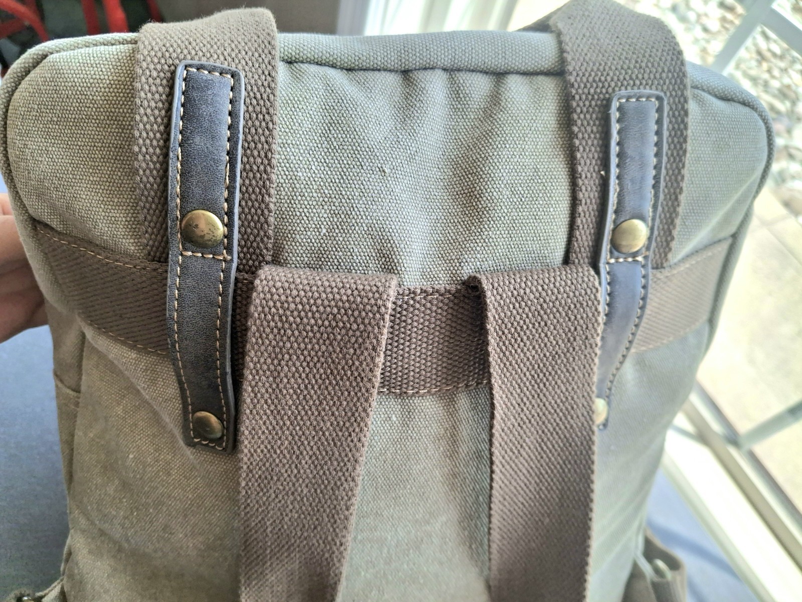 Cargoit Vtg Green Canvas Laptop Backpack Rucksack Leather Trim Magnetic Close