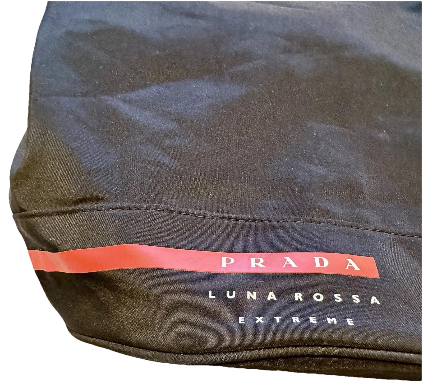 Prada Luna Rossa Extreme Black Drawstring Closure Duffel Sling Bag Shoulder