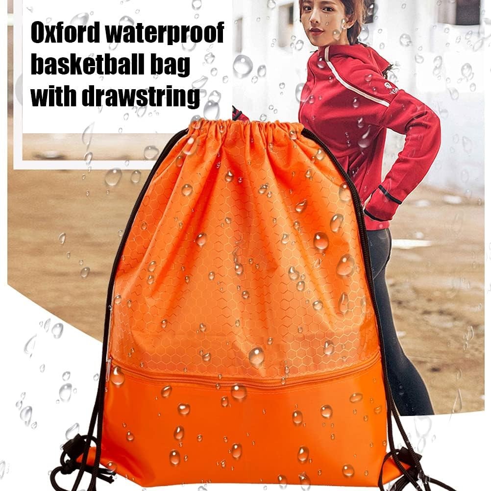Drawstring Backpack Bag Waterproof Draw String Back Sack with Zip Pocket Orange