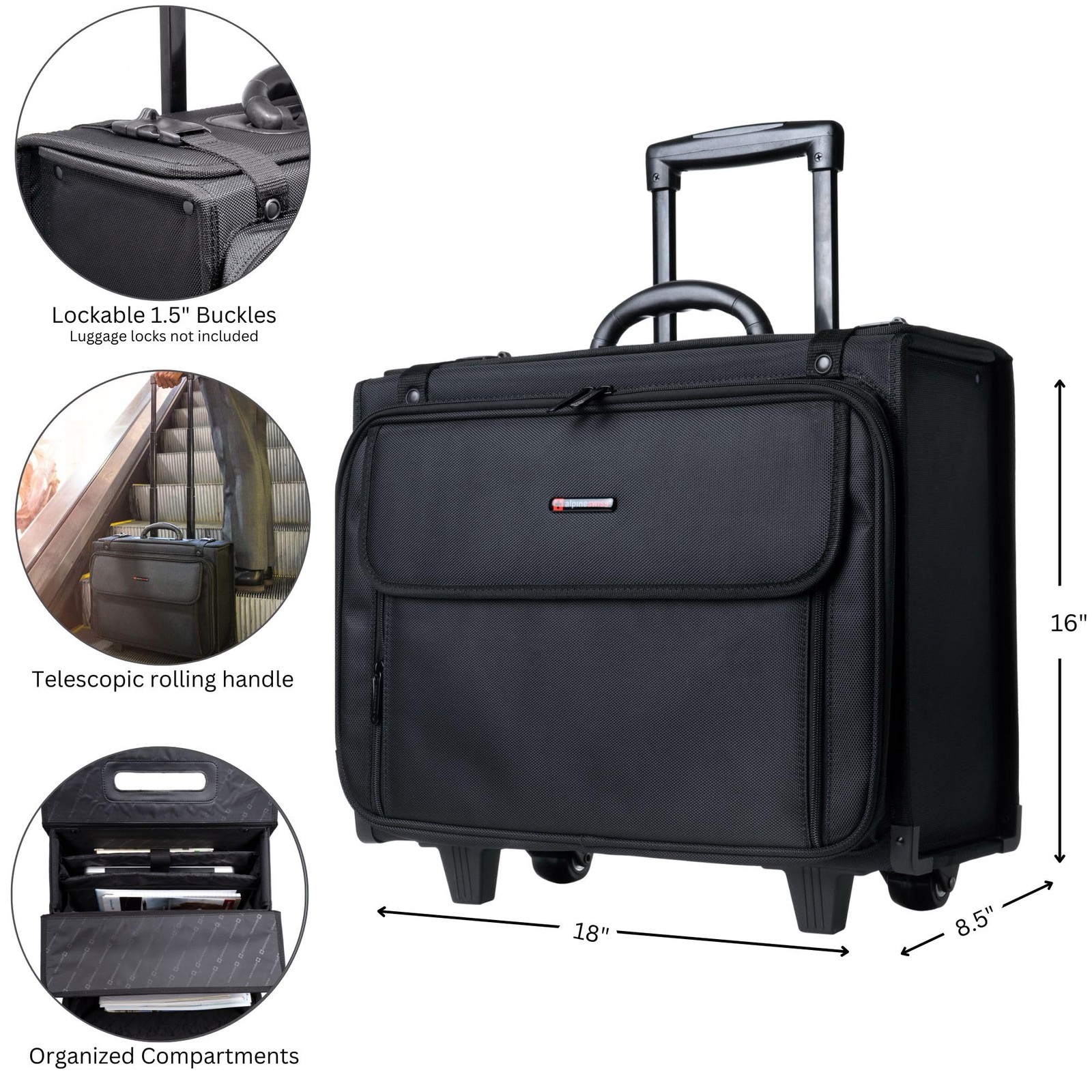 Rolling Briefcase | Laptop Bag For Men & | Hard Side Catalog Case on Wheels |…