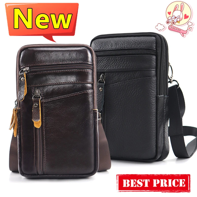 Men’s Genuine Leather Waist Pack Small Crossbody Bag Phone Pouch Belt Bag Compac