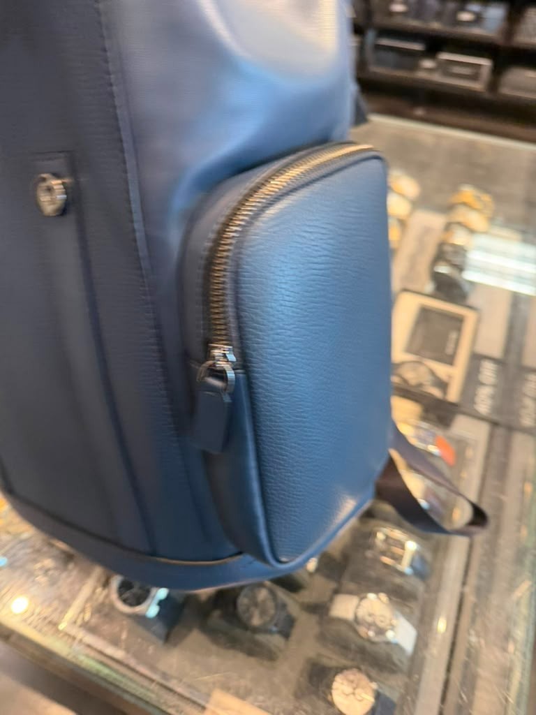 Michael Kors Men Cooper Large Leather Shoulder Backpack Navy For Travel Hiking