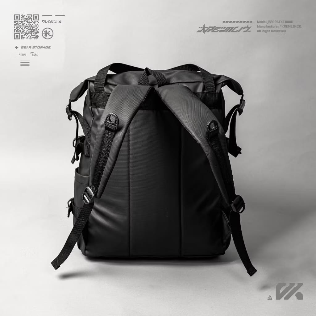 Kremlin Detroit Tech Gear Black Backpack Carrier Futuristic Fullzip Crossbody