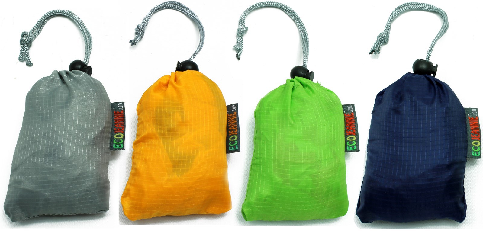 4 Pack Super Strong EcoJeannie Ripstop Nylon Foldable Reusable Bag Grocery Tote