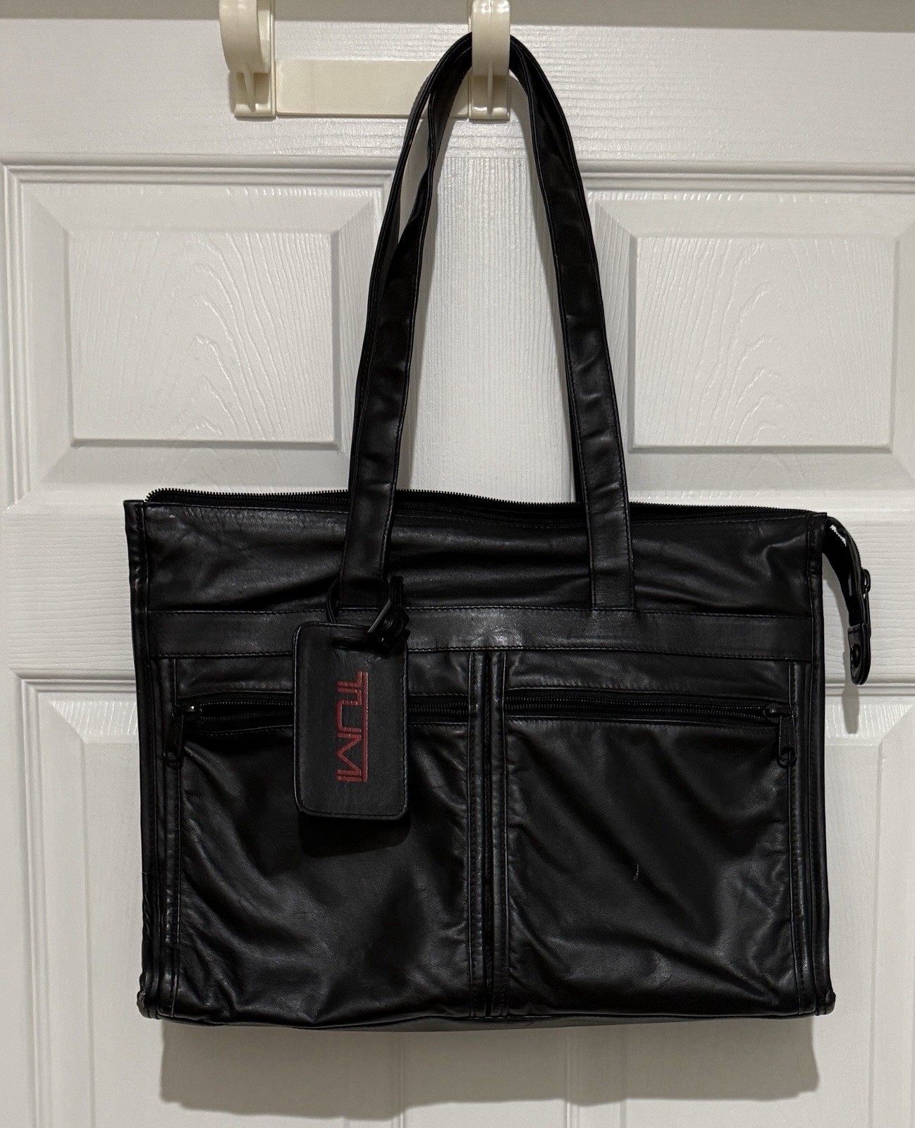 TUMI Vintage Briefcase Black Nappa Leather Business Laptop Tablet Bag
