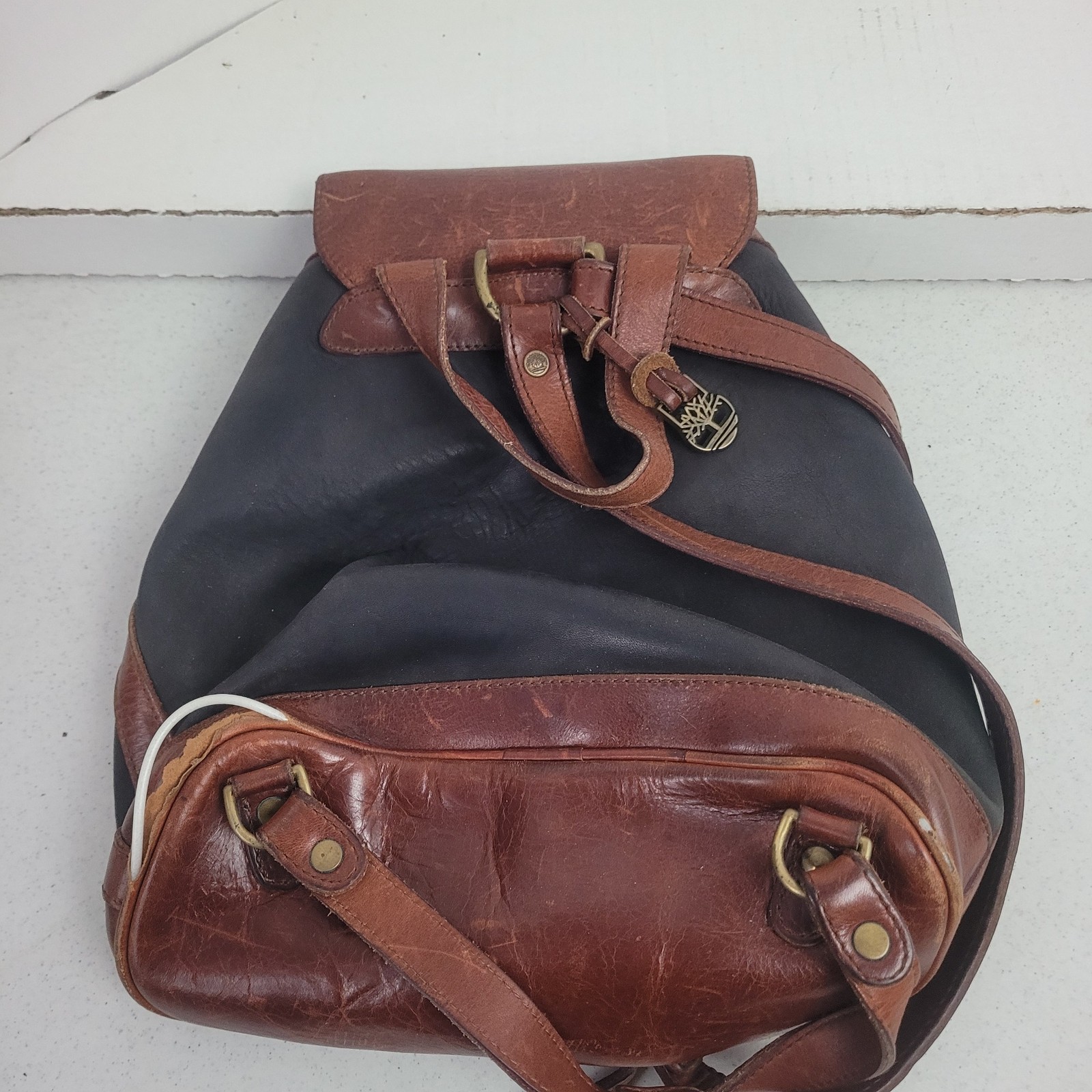 Vintage Timberland Nubuck Leather Backpack Two Tone Rucksack Made in USA