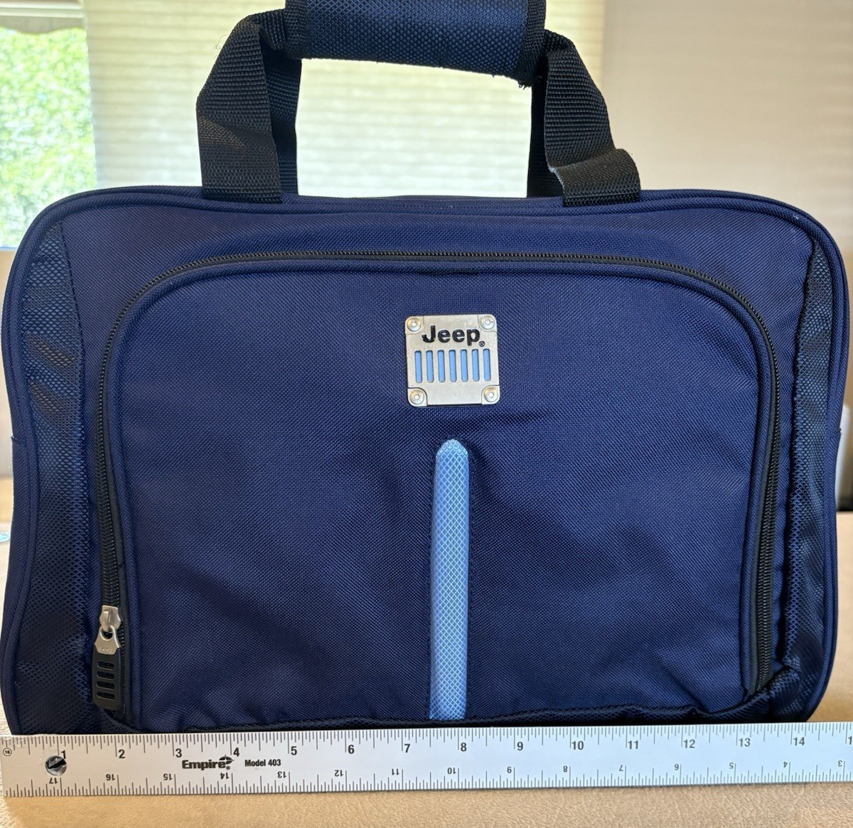 JEEP Authentic Blue Messenger Bag Carry On Travel Tote With Handle Strap