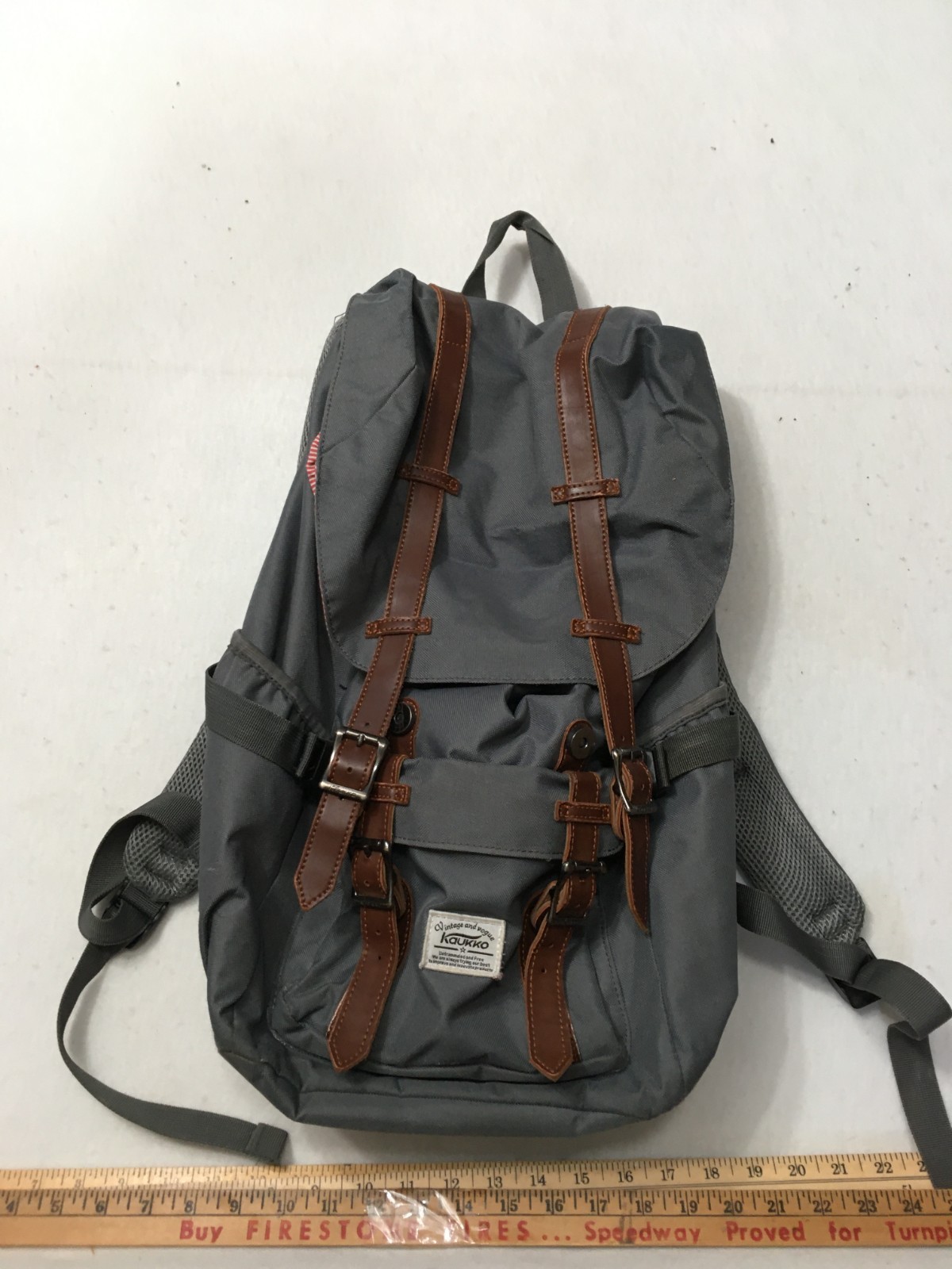 Kaukko Back Pack Vintage And Vogue Red Striped Lining Very Nice Large Size