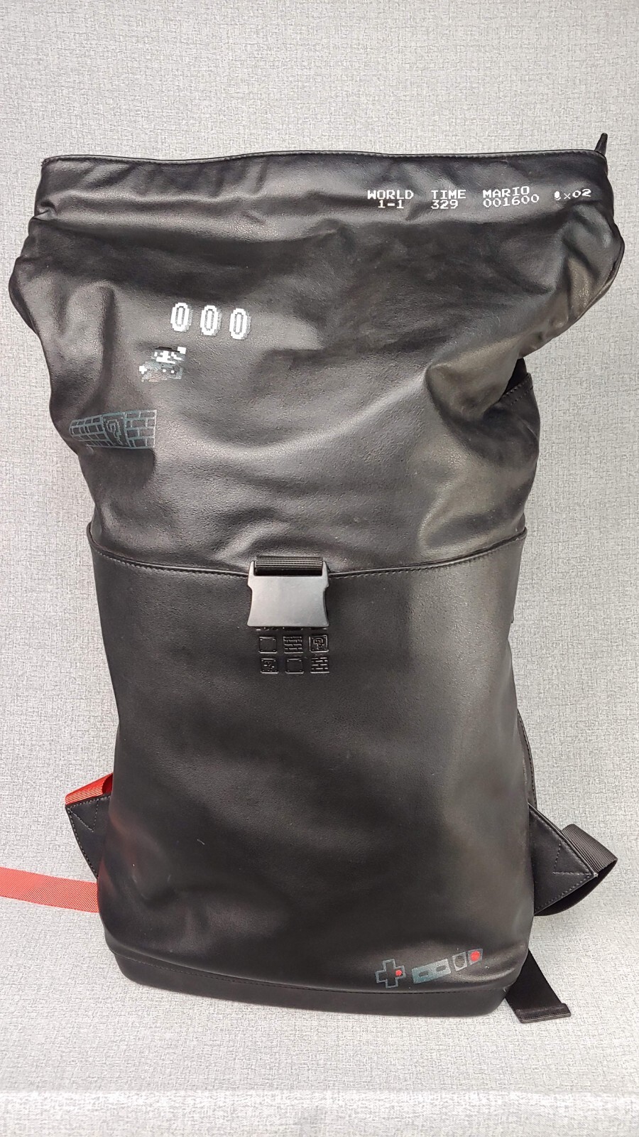 Moleskine Super Mario Classic Roll Top Backpack Bag Black Limited Side Zip used