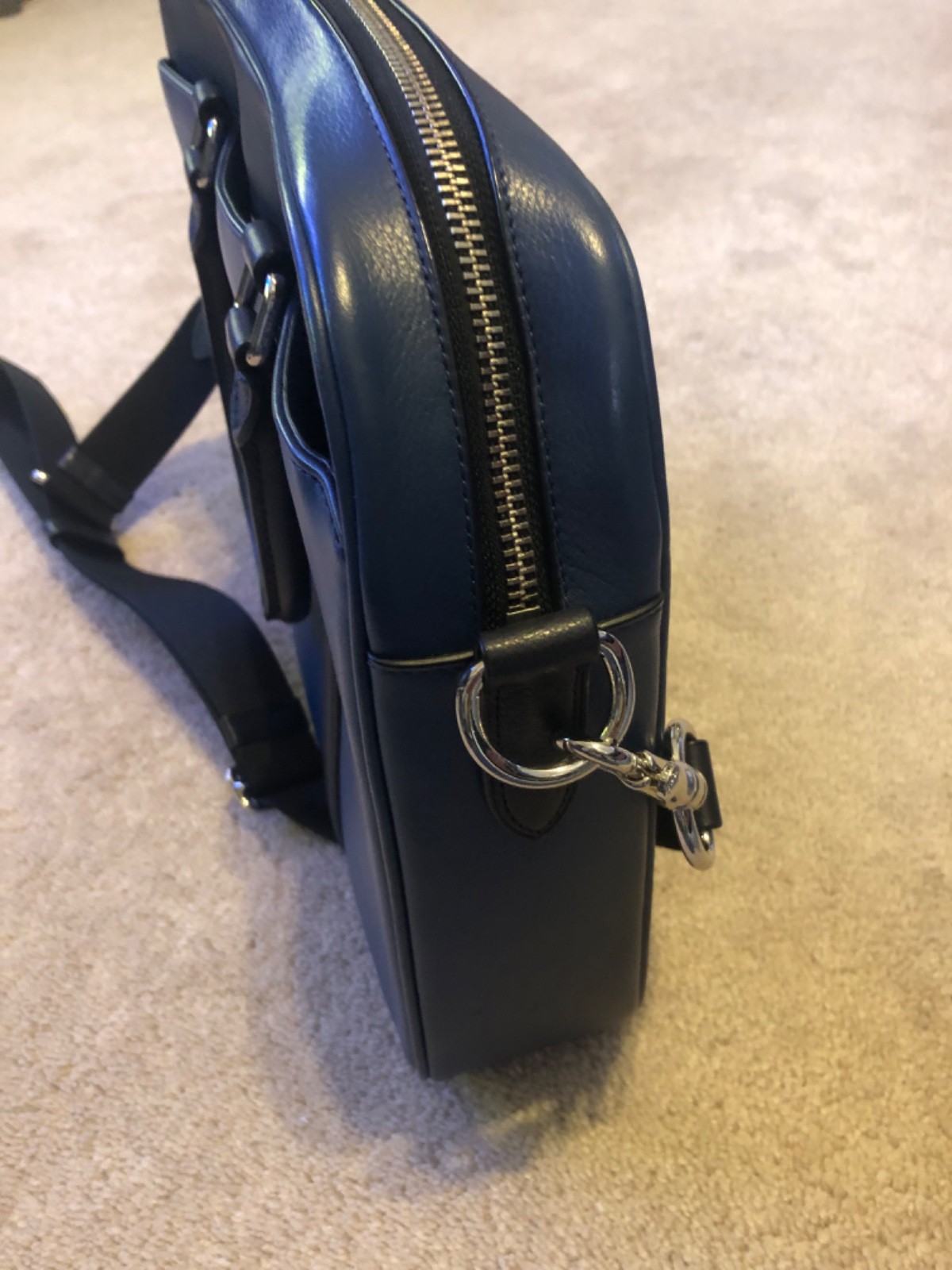 Coach Metropolitan Blue and Black Leather Computer Bag/Brief Case RARE EUC