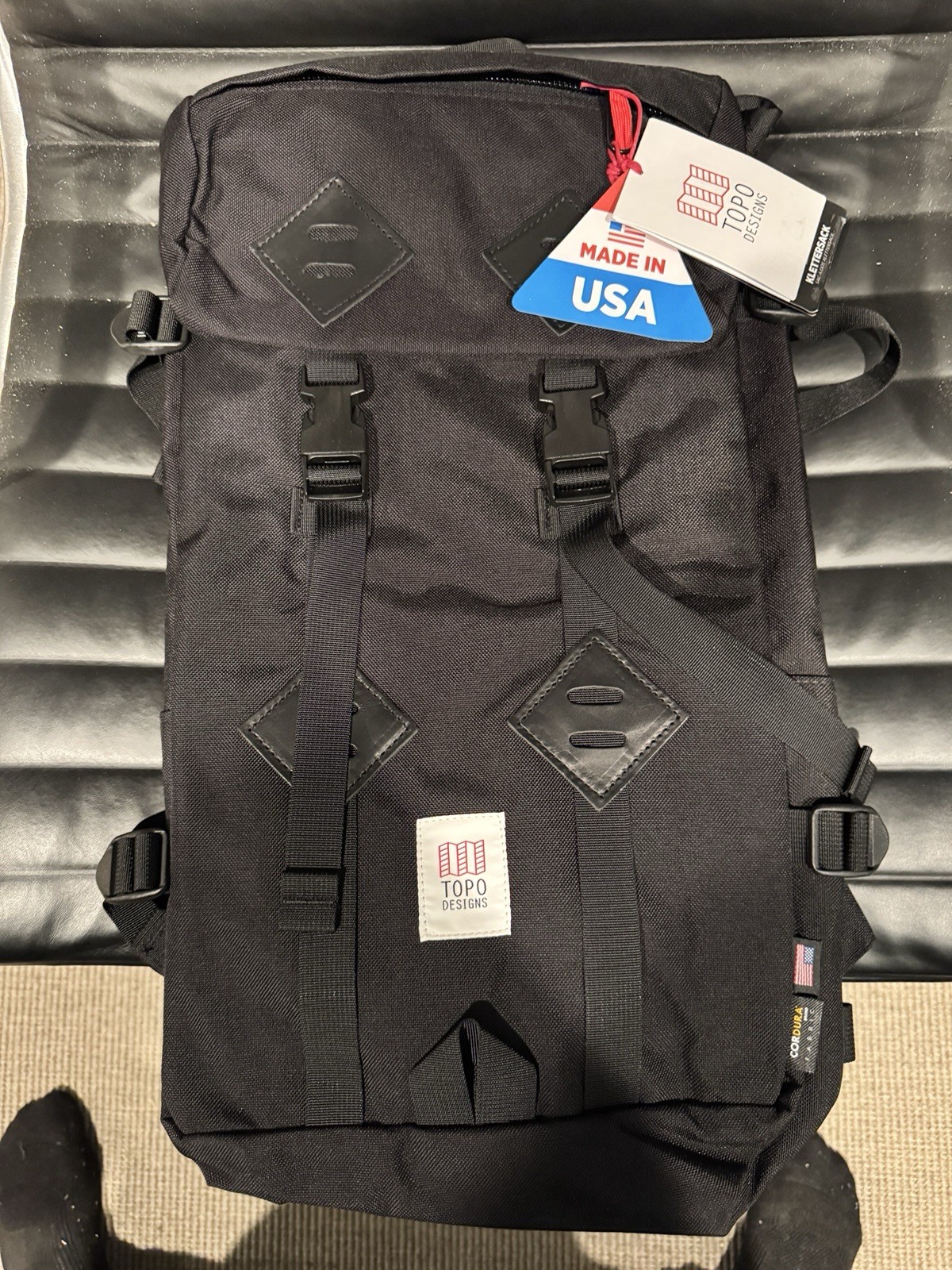New! NOS Topo designs Black Klettersack Backpack Bag. Made In USA