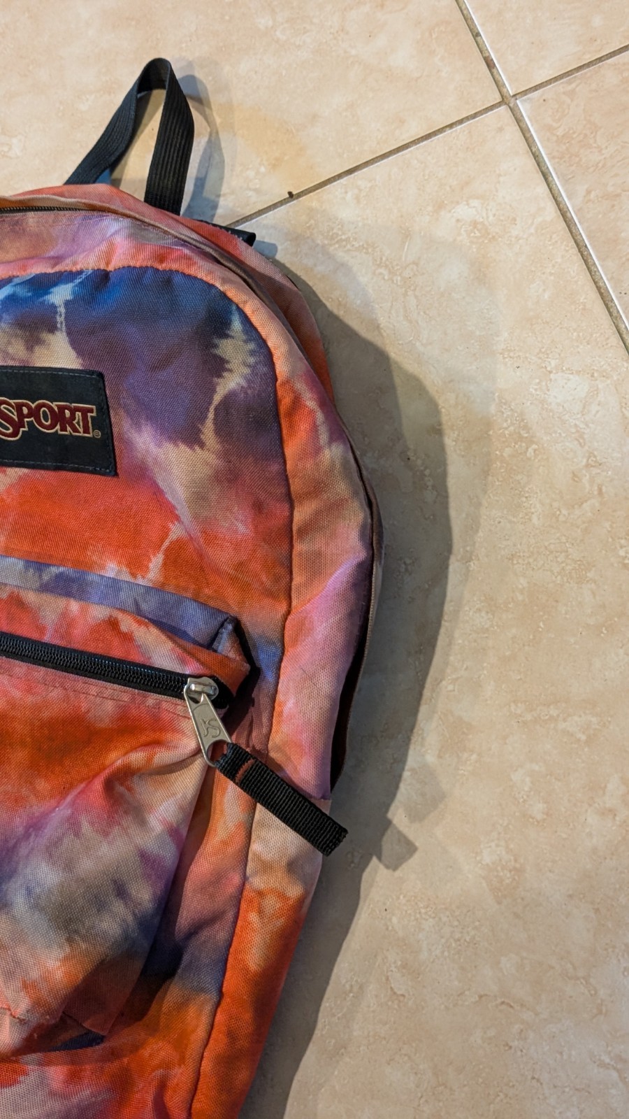 JanSport Tie Dye Backpack Pink Purple Orange School Travel Bag Pockets Adj