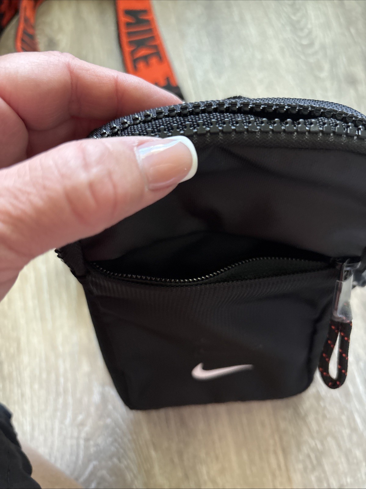 Nike Sportswear Essentials Hip Small Shoulder Chest Front Bag Black And Orange
