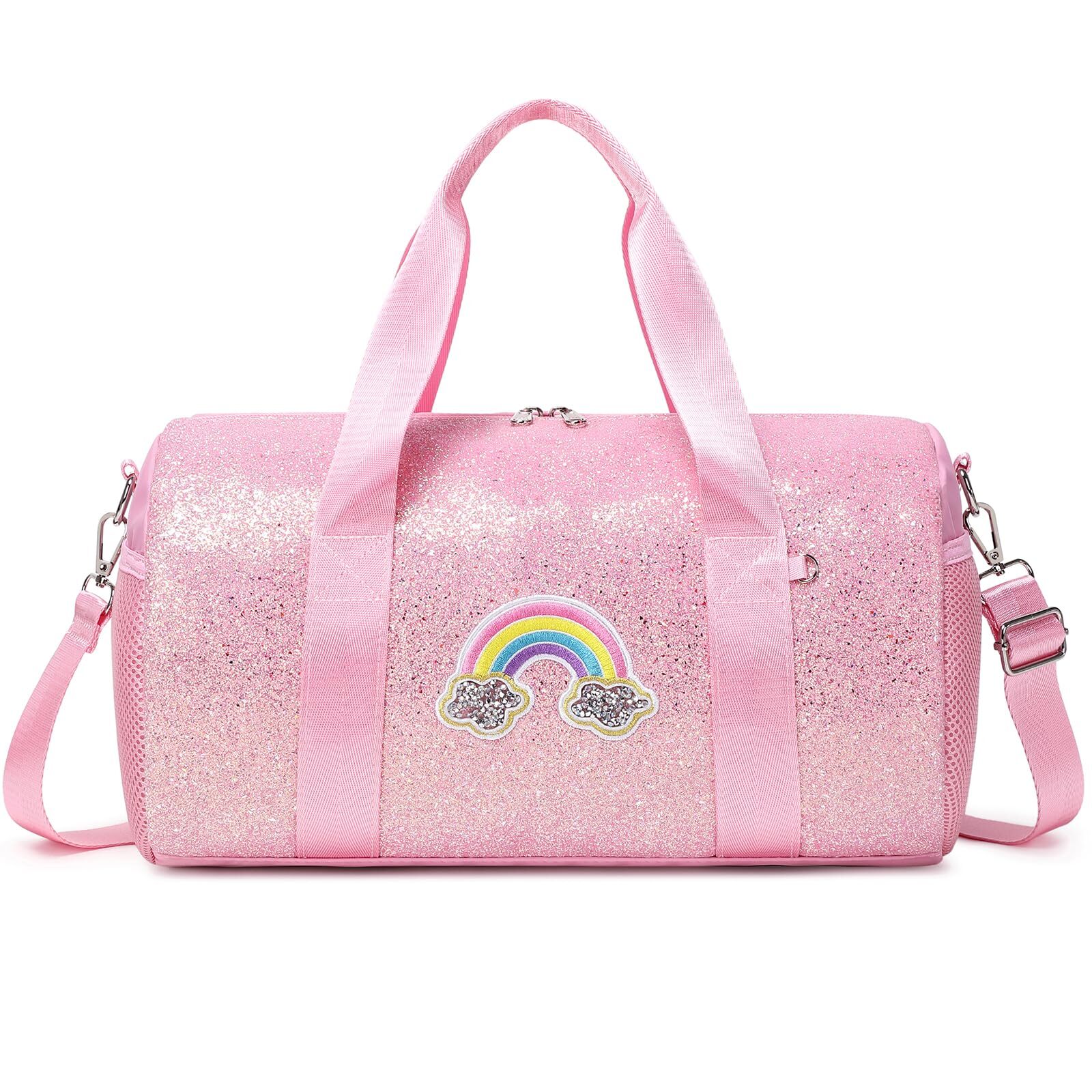 Dance Bag for Girls Ballet Bag Shiny Rainbow Glitter Sports Duffle Bag for Ki…
