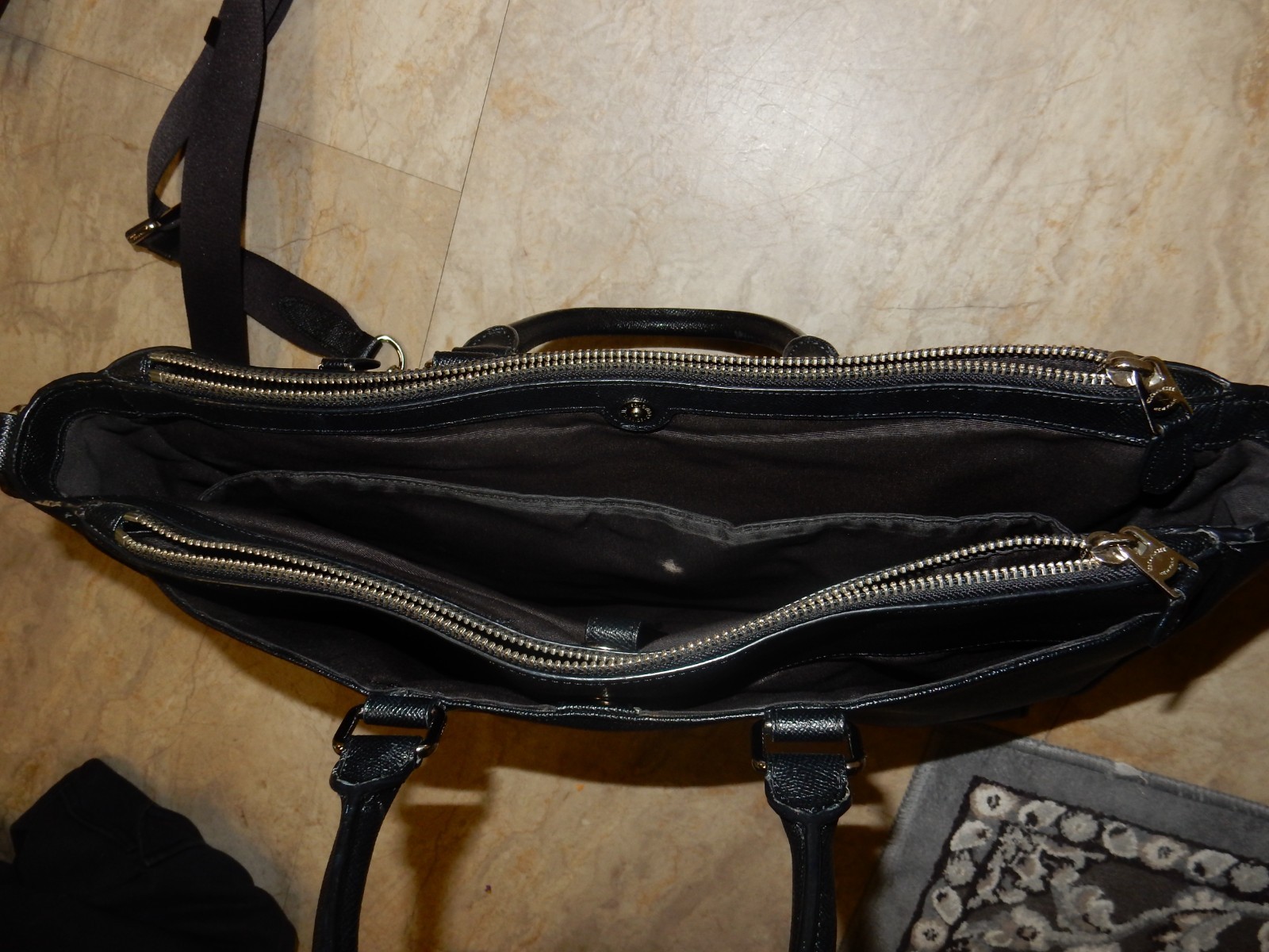 Coach F59141 Perry Metropolitan Briefcase Black Razor Crossgrain Leather Bag