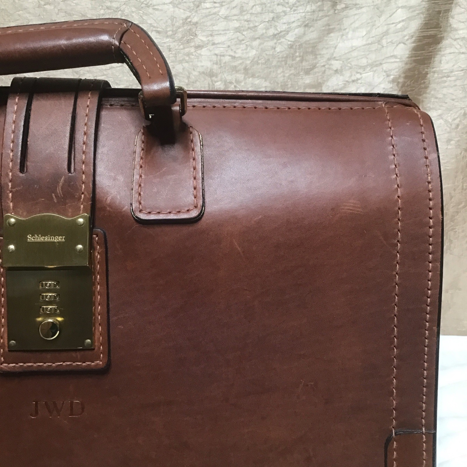 Vintage Leather SCHLESINGER Doctor Attorney Briefcase Attache Bag