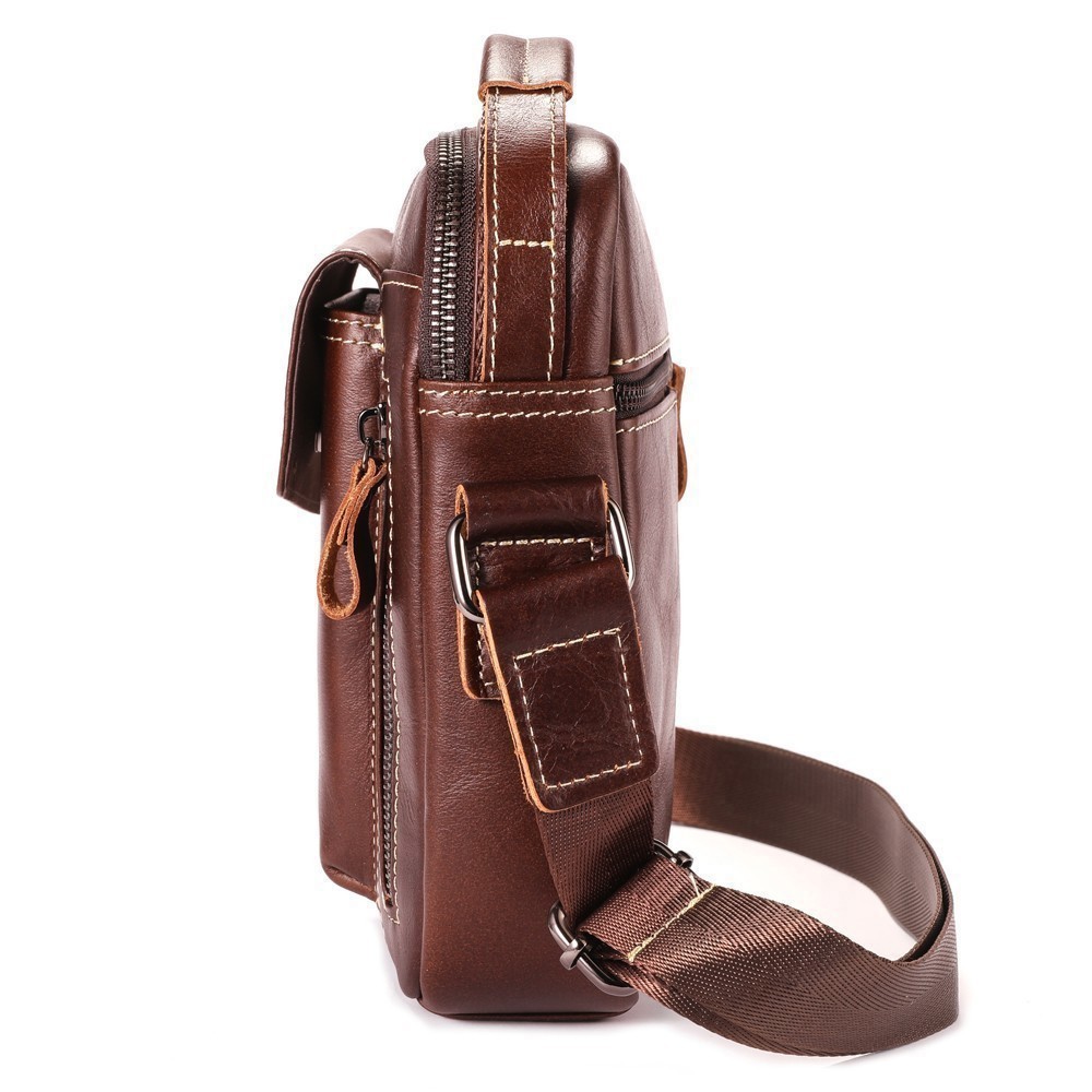LEBULLBRO Men’s Genuine Leather Crossbody Bag Sling Bag & Shoulder Chest Bag
