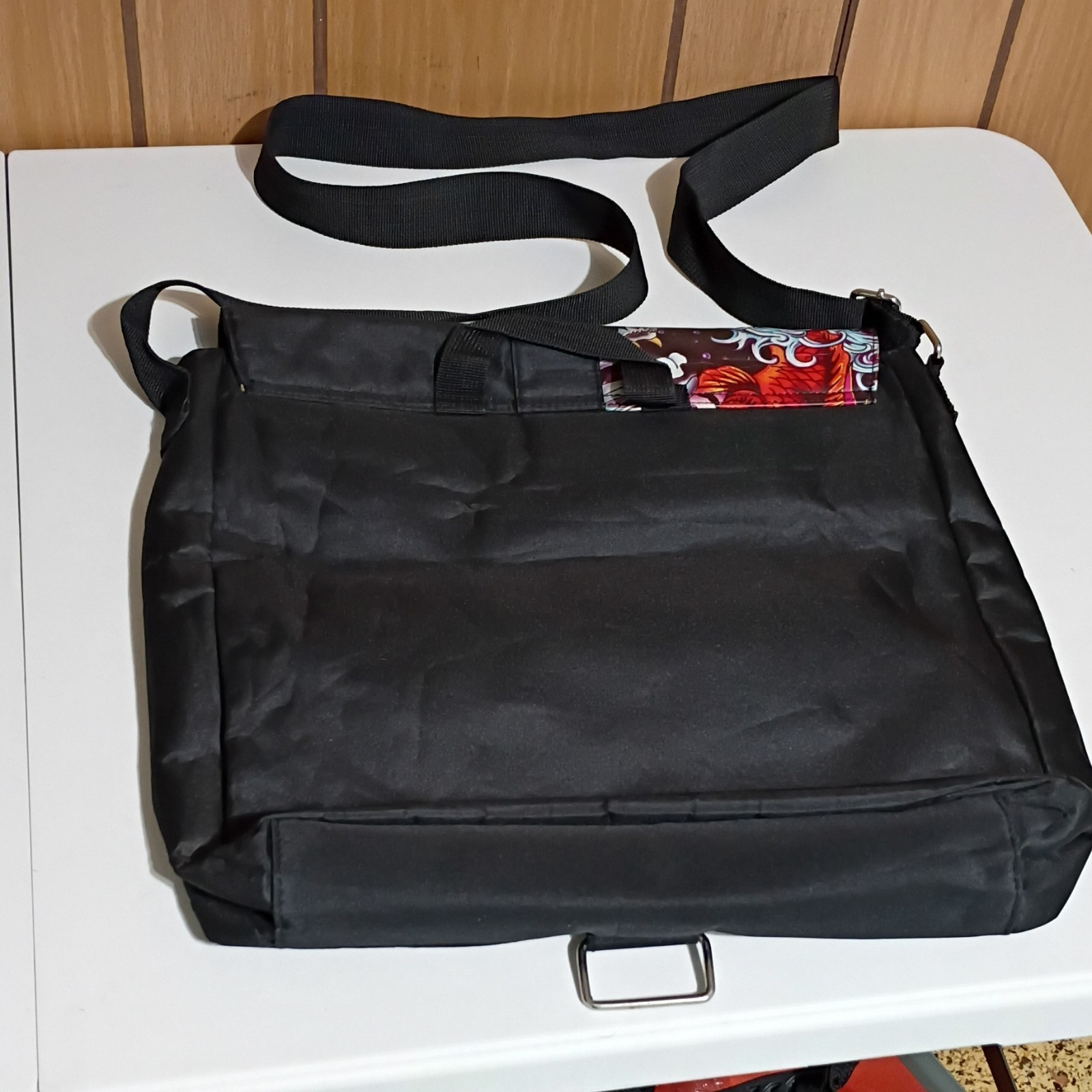 Ed Hardy Large Black Messenger Bag Adjustable Strap