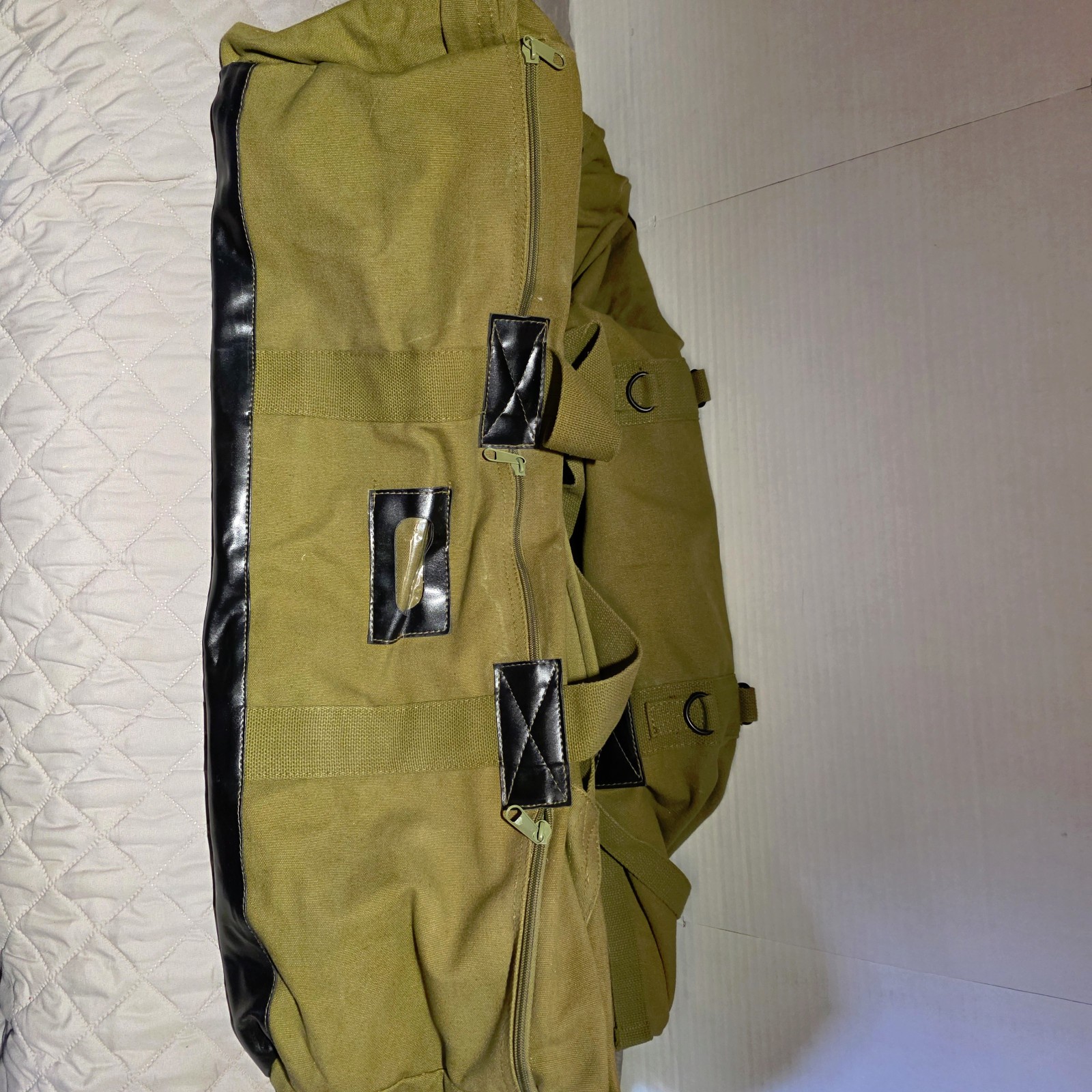 Tactical Duffle Bag Heavy Duty Cotton Canvas Carry / Backpack 34”x15”x12”