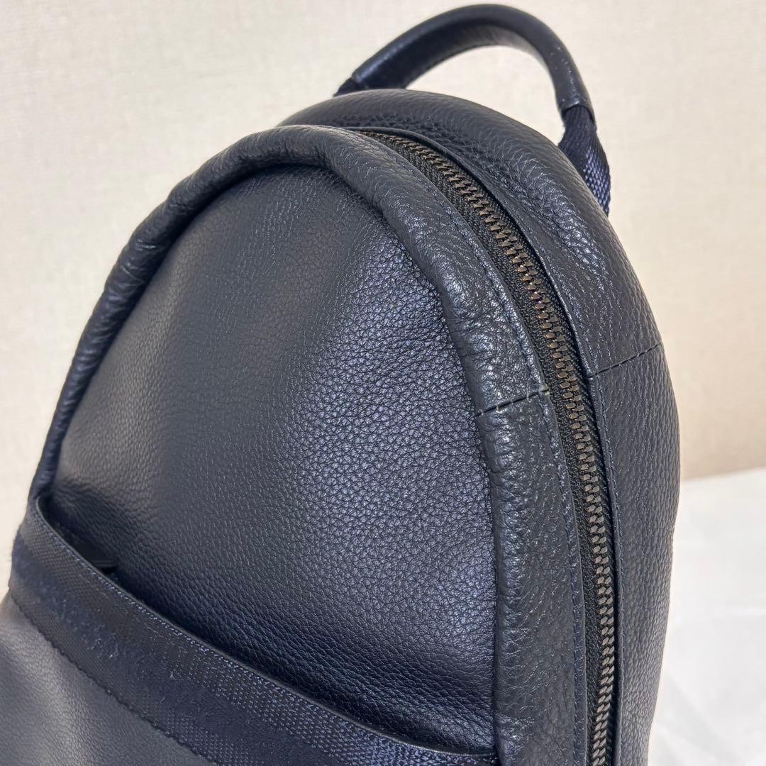 Authentic Porter DELIGHT Shoulder Bag Navy 6.8in x 13.4in Leather & Cotton Mens