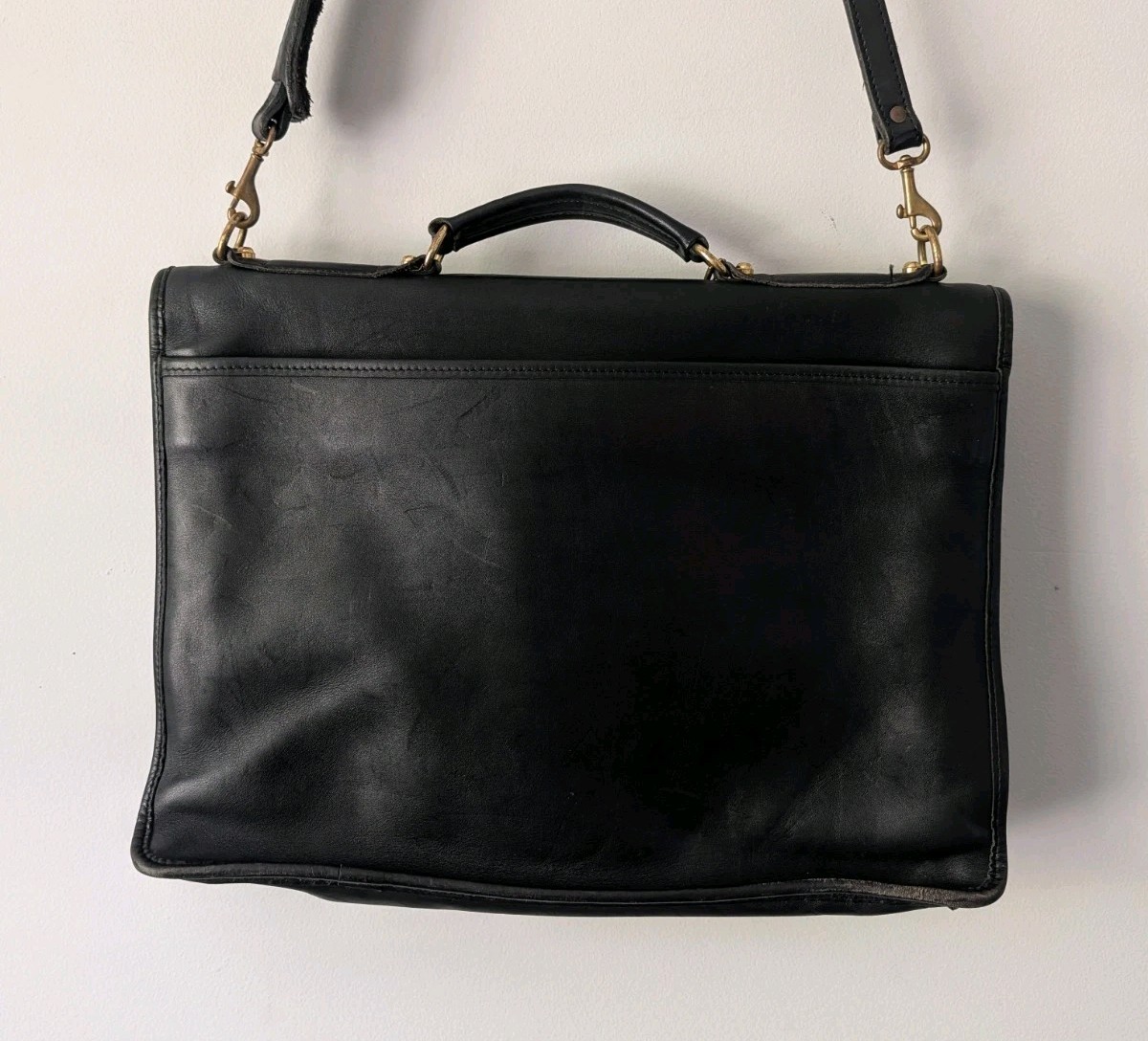 Vintage 90s Jack Georges USA Black Leather Briefcase Messenger Laptop Bag