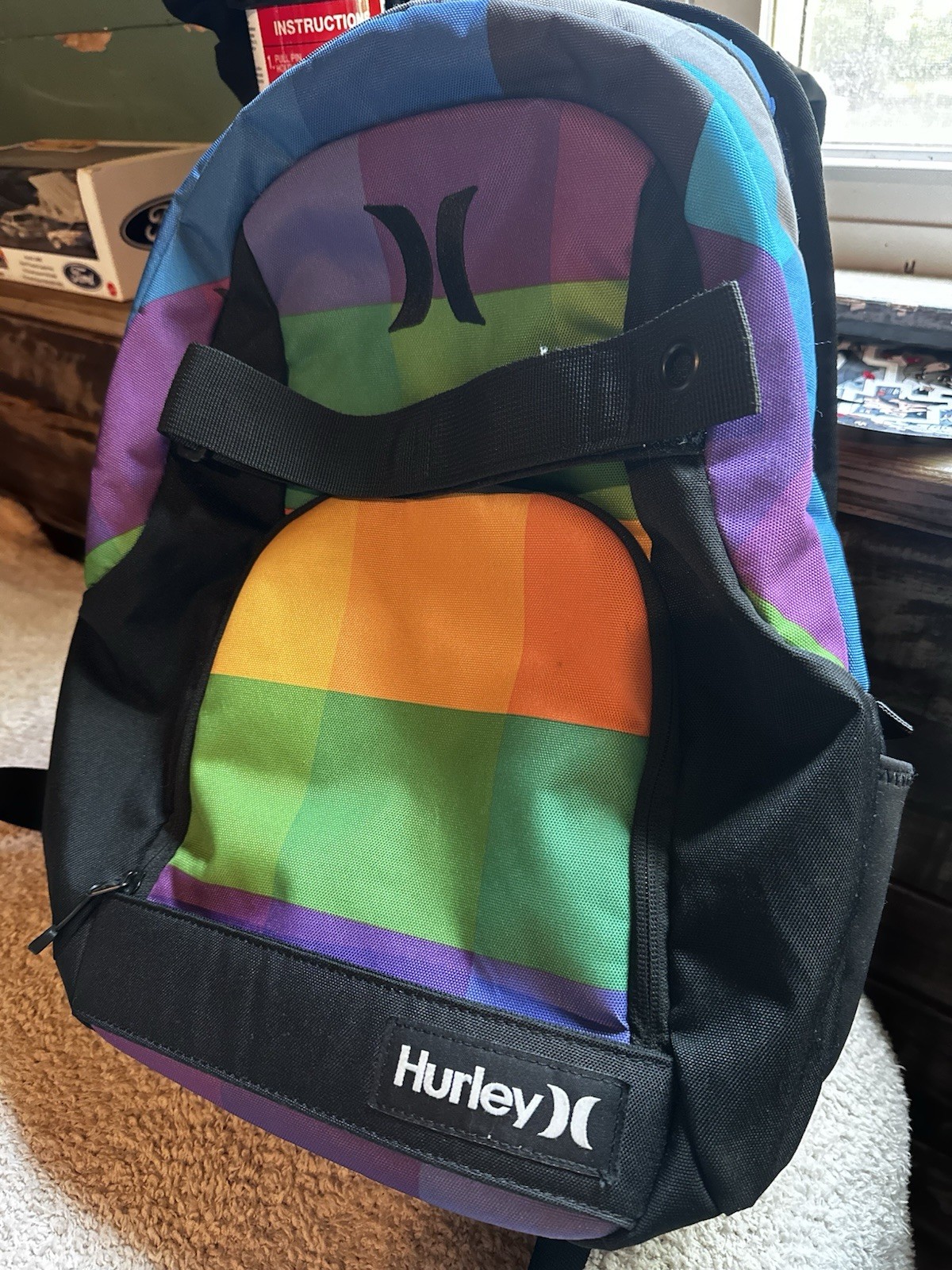 Hurley Colorful Honor Role Backpack School Skateboard Book Bag Gym Bag Carryon