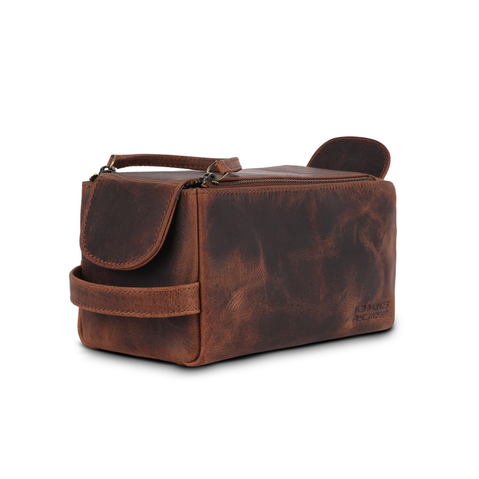 Hammonds Flycatcher Genuine Leather Travel Toiletry Bag for Chestnut Brown