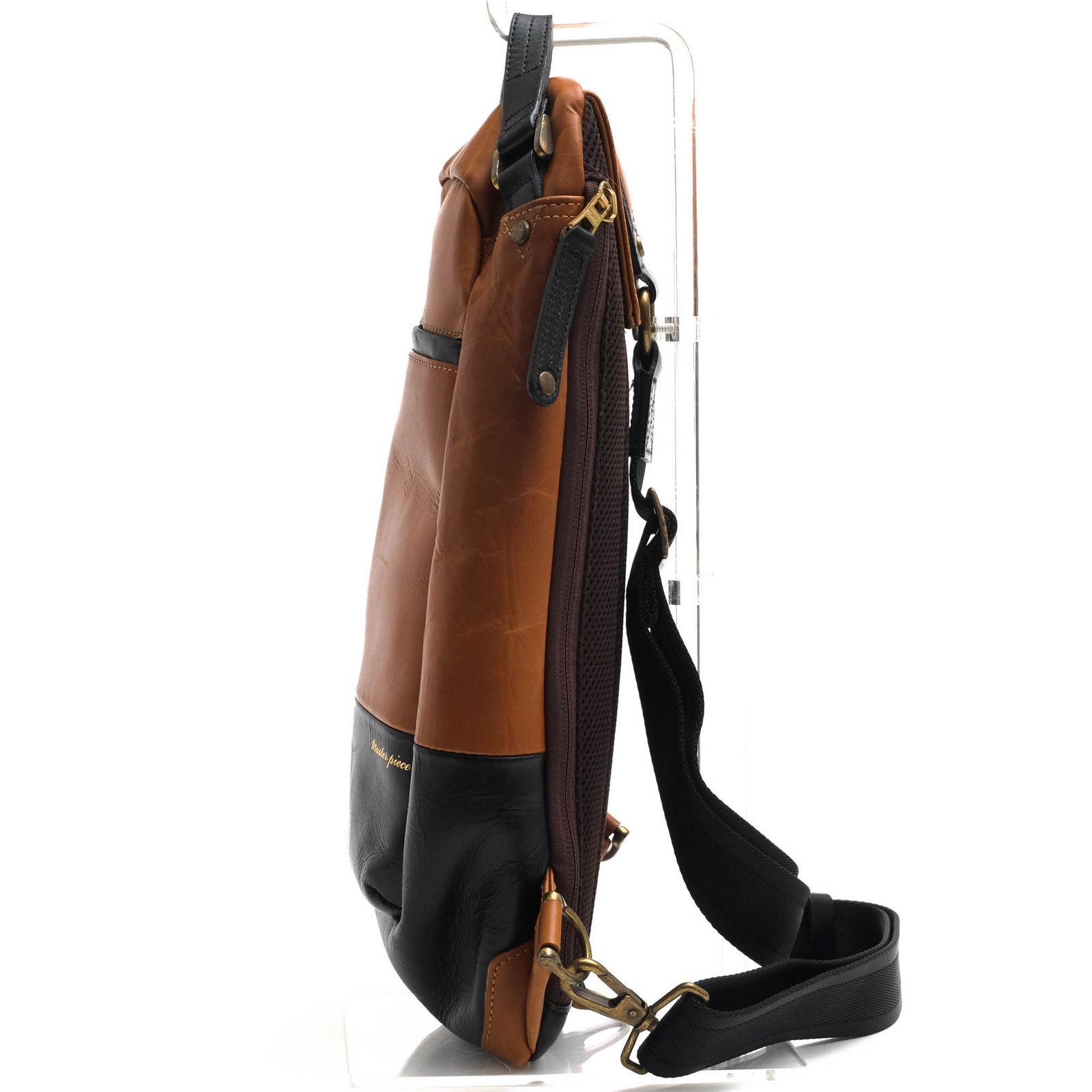 master-piece GLOSS 01642-v2 Sling Body Bag Brown Leather Japan Used