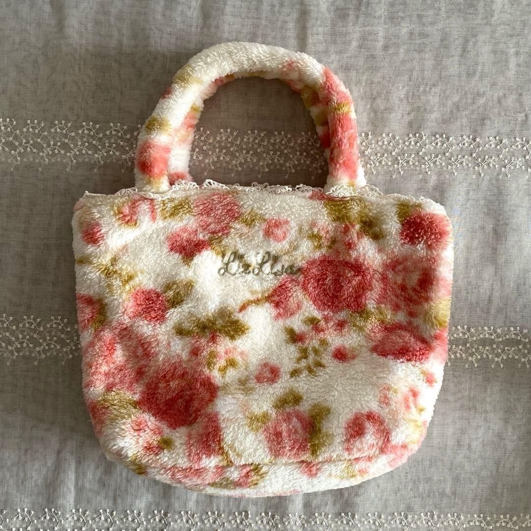 LIZ LISA fur tote bag floral pattern
