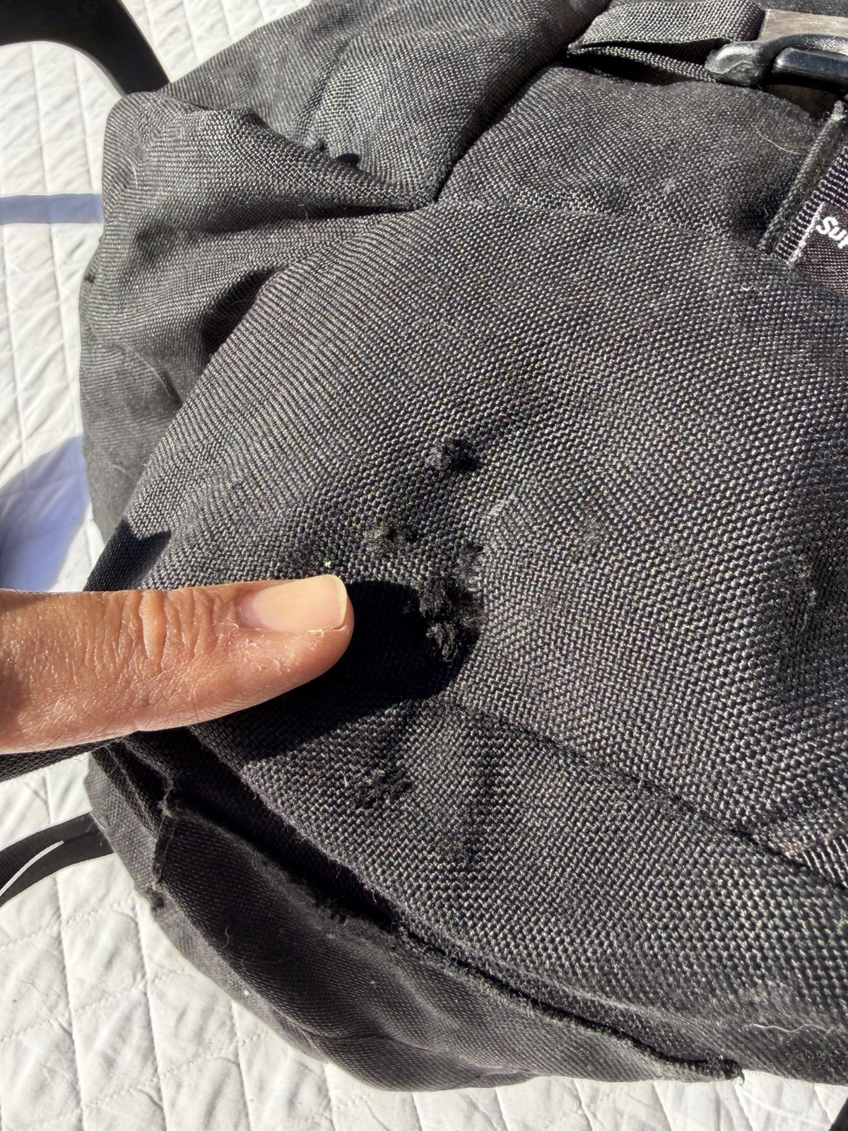 **well Worn Broken Clip* Vintage Ss02 12th Supreme Box Logo Backpack Black Nylon
