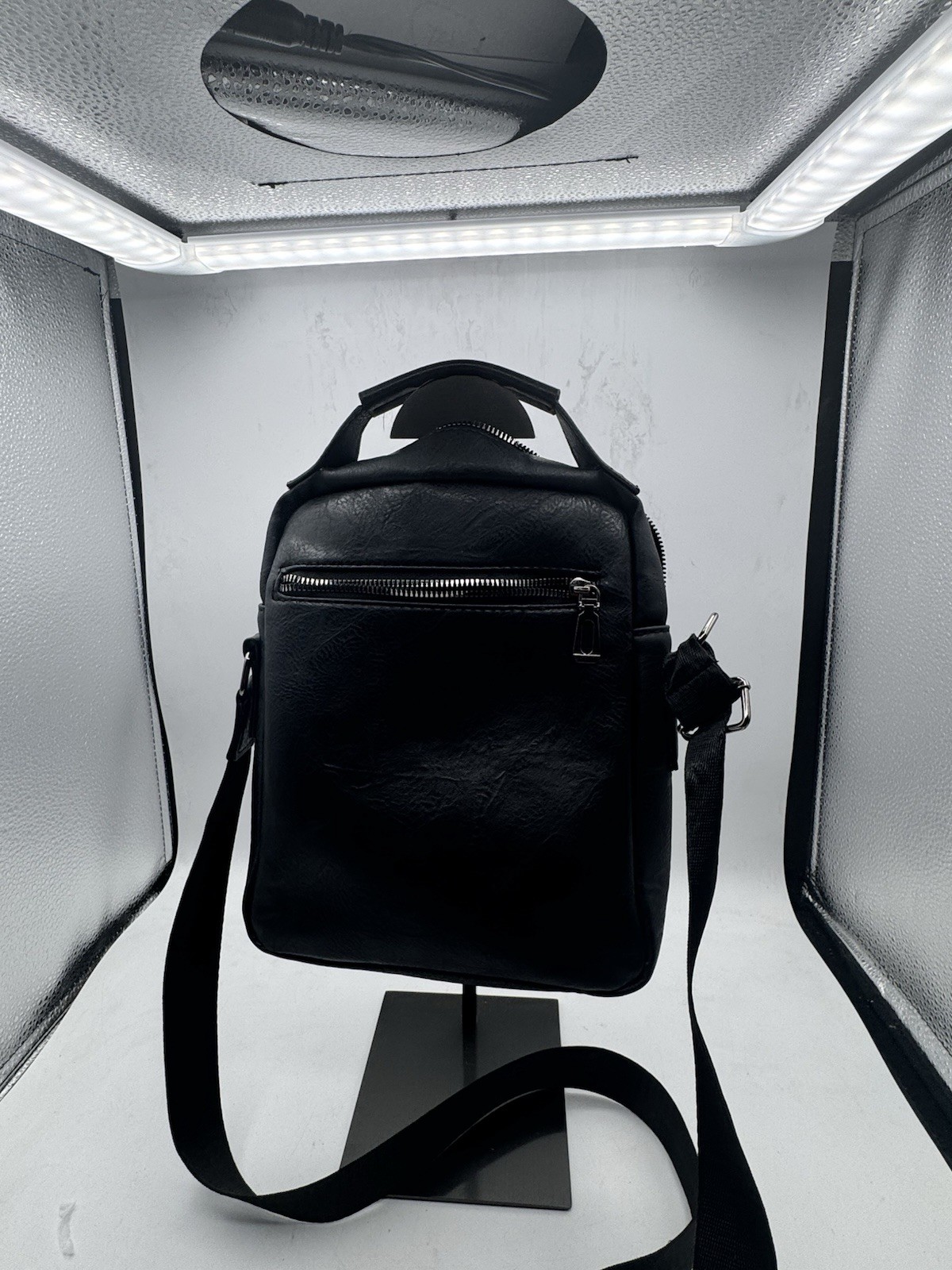 WEIXIER Shoulder Bag Men Black Leather Crossbody Messenger Travel