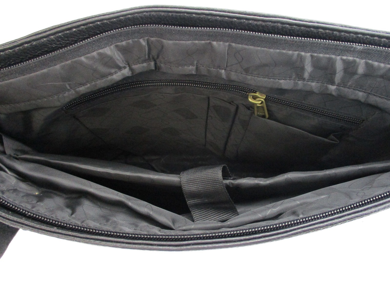 Genuine Grain Leather Messenger Shoulder Bag Briefcase Handmade Black 17x15x4″