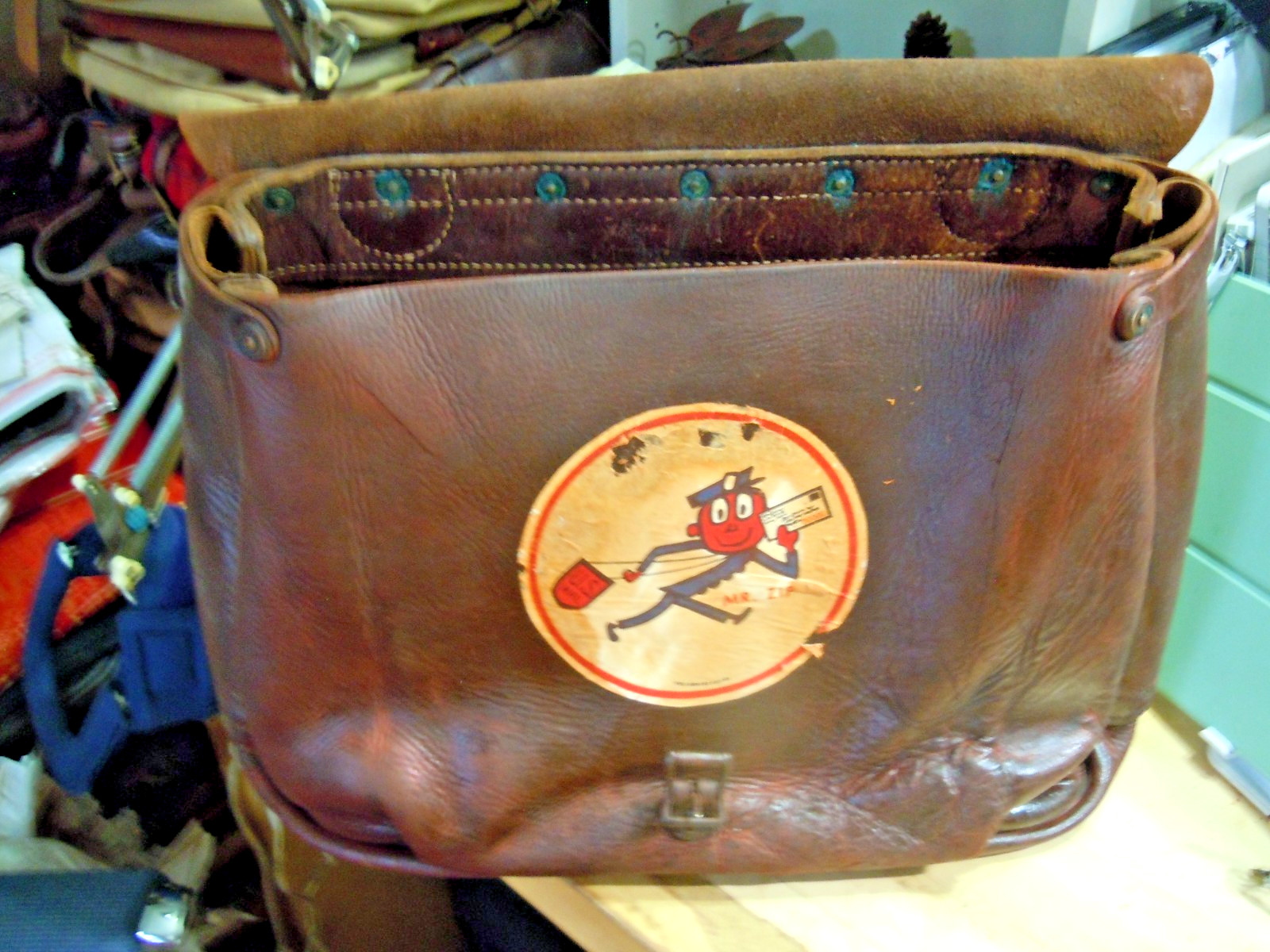 VTG Rare USPS US Leather Mail Postal Carrier Messenger Briefcase Bag # 25