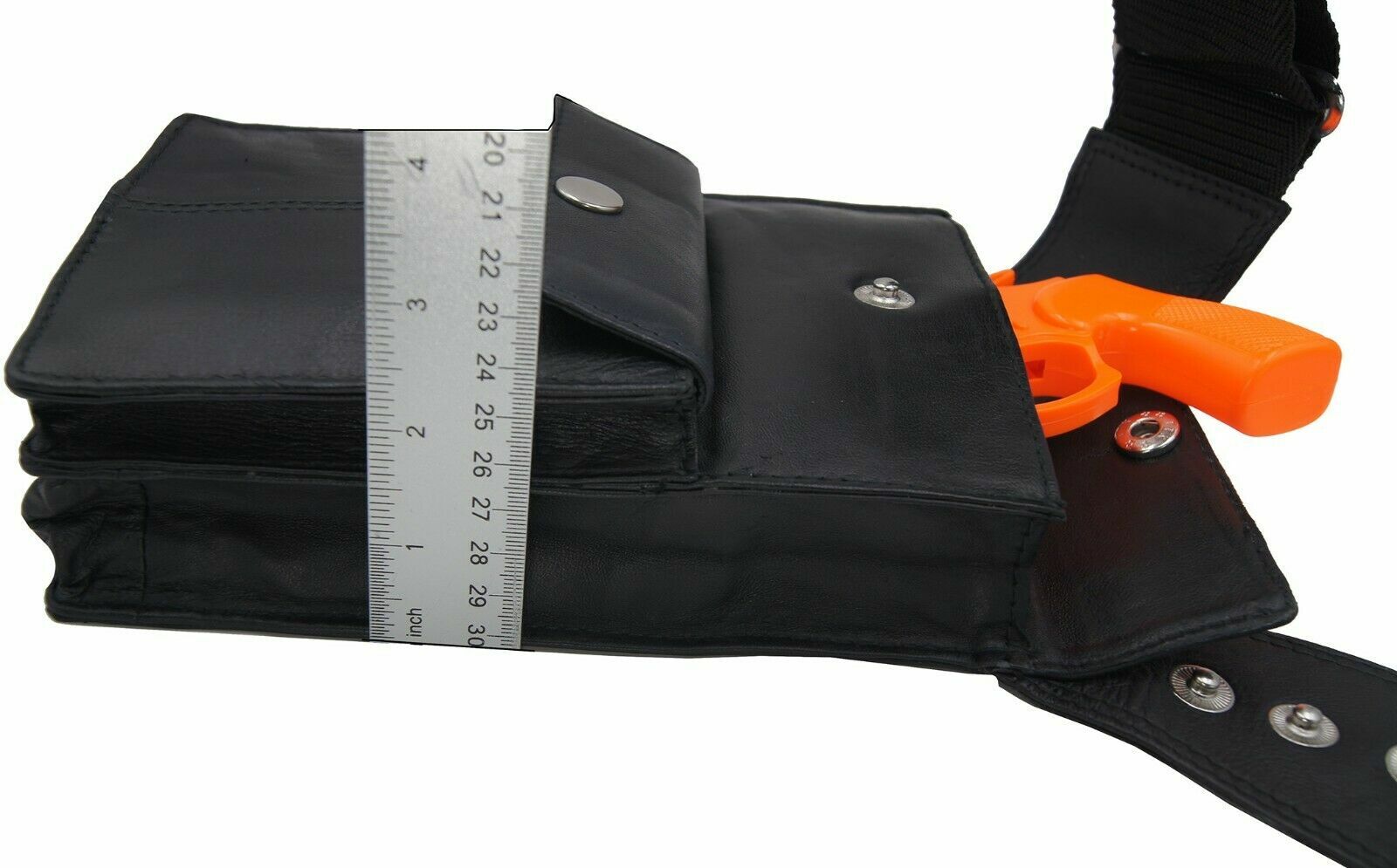Black Men’s Leather Shoulder Gun Holster Bag Hidden Tactical Pouch USA Seller