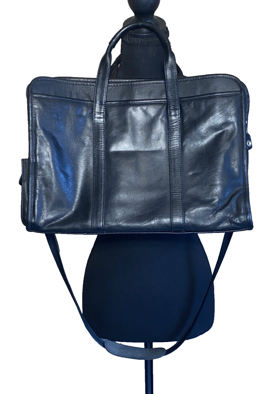 Vintage Wilson’s Black Leather Messenger Briefcase Satchel Bag Tote