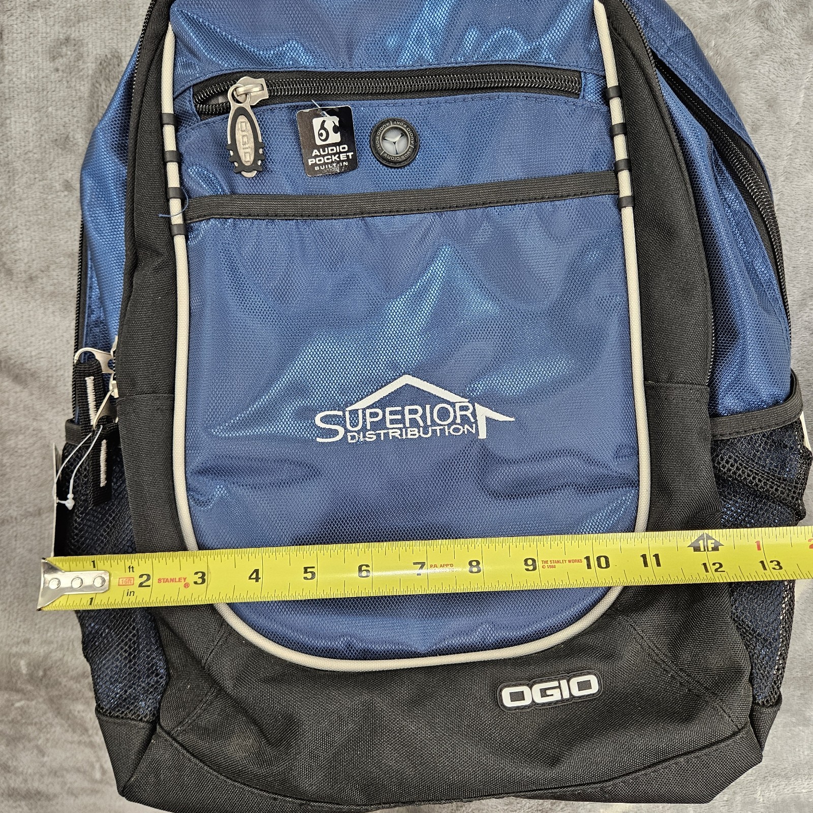 OGIO Carbon Backpack Black Blue Superior Distributio Logo 28L Pack Travel School