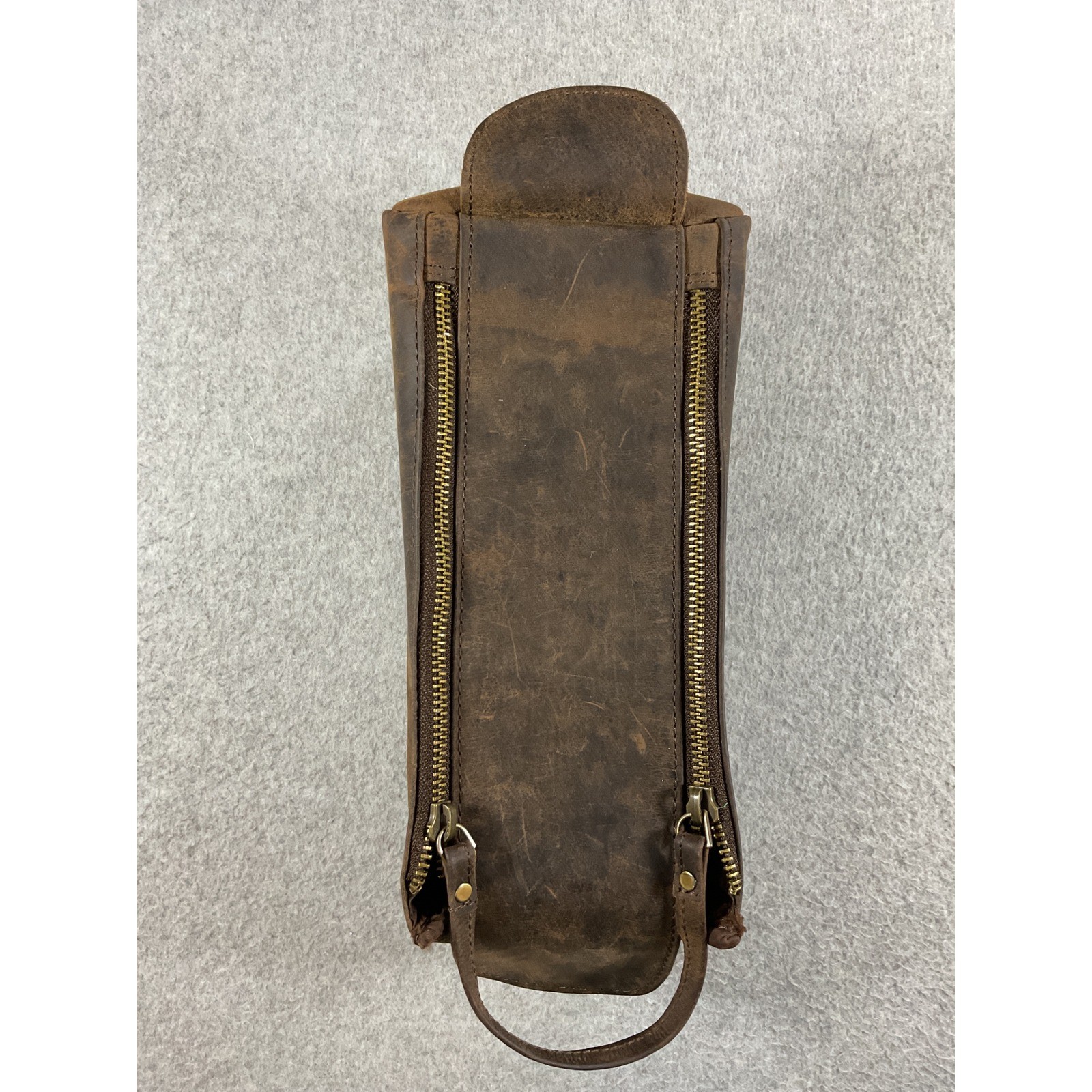 KomalC Mens Buffalo Leather Toiletry Bag Travel Dopp Kit Brown Distressed Case