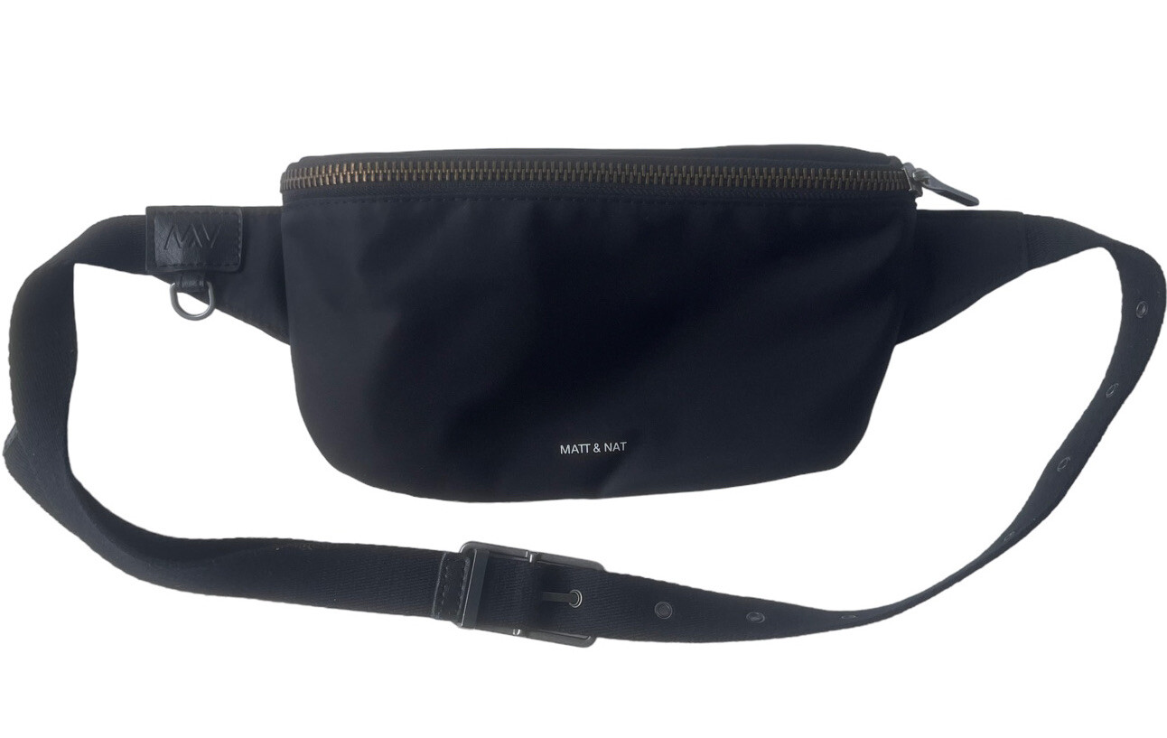 Matt and Nat Adjustable Hip Pouch Black Belt Bag Soft Velvety Fabric Fanny Pack