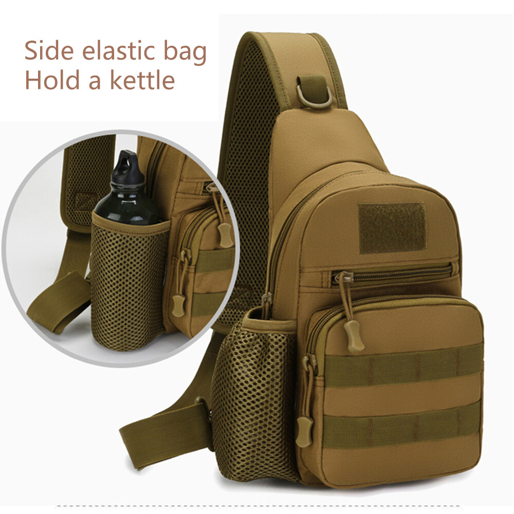 Tactical Sling Bag Military Shoulder Bag Assault Pack with Water Bottle Holder