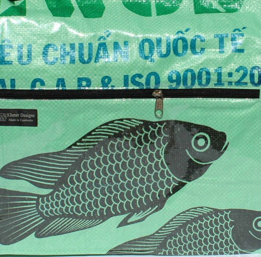 Fair Trade Cambodian Recycled Ex Large Messenger Bags made from Fish Feed Bags